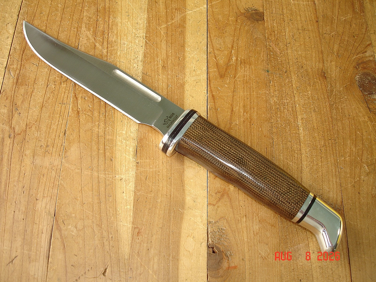 NIB FB BUCK KNIFE 117 BRAHMA BOS MAGNACUT BLADE 102 SIZE MICARTA HANDLE SHEATH