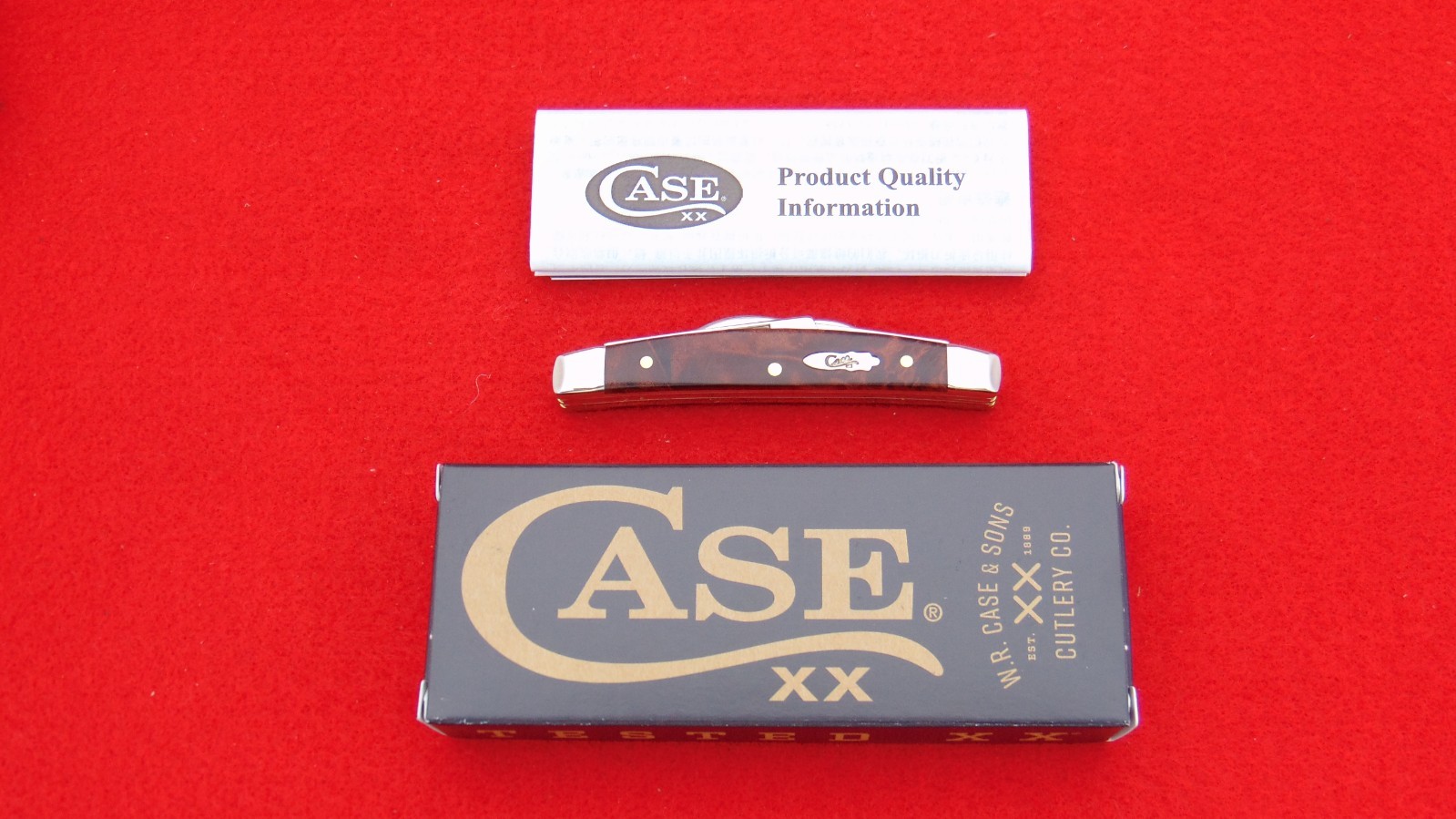 Case XX USA 7468 Smooth Brown Maple Burl Wood Congress Pocket Knife 64069