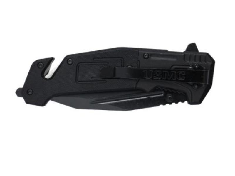 8.5″» USMC Black Blade Spring Assisted Folding Knife