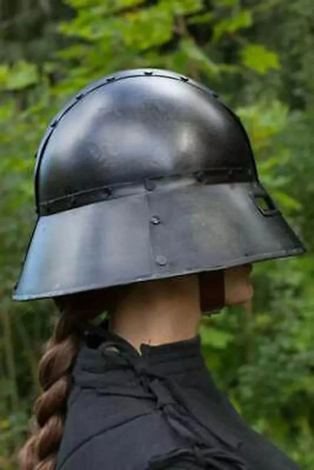 Medieval LARP 18ga Dark Steel Guardsman Helmet Knight Warrior Kettle Helmet Gift