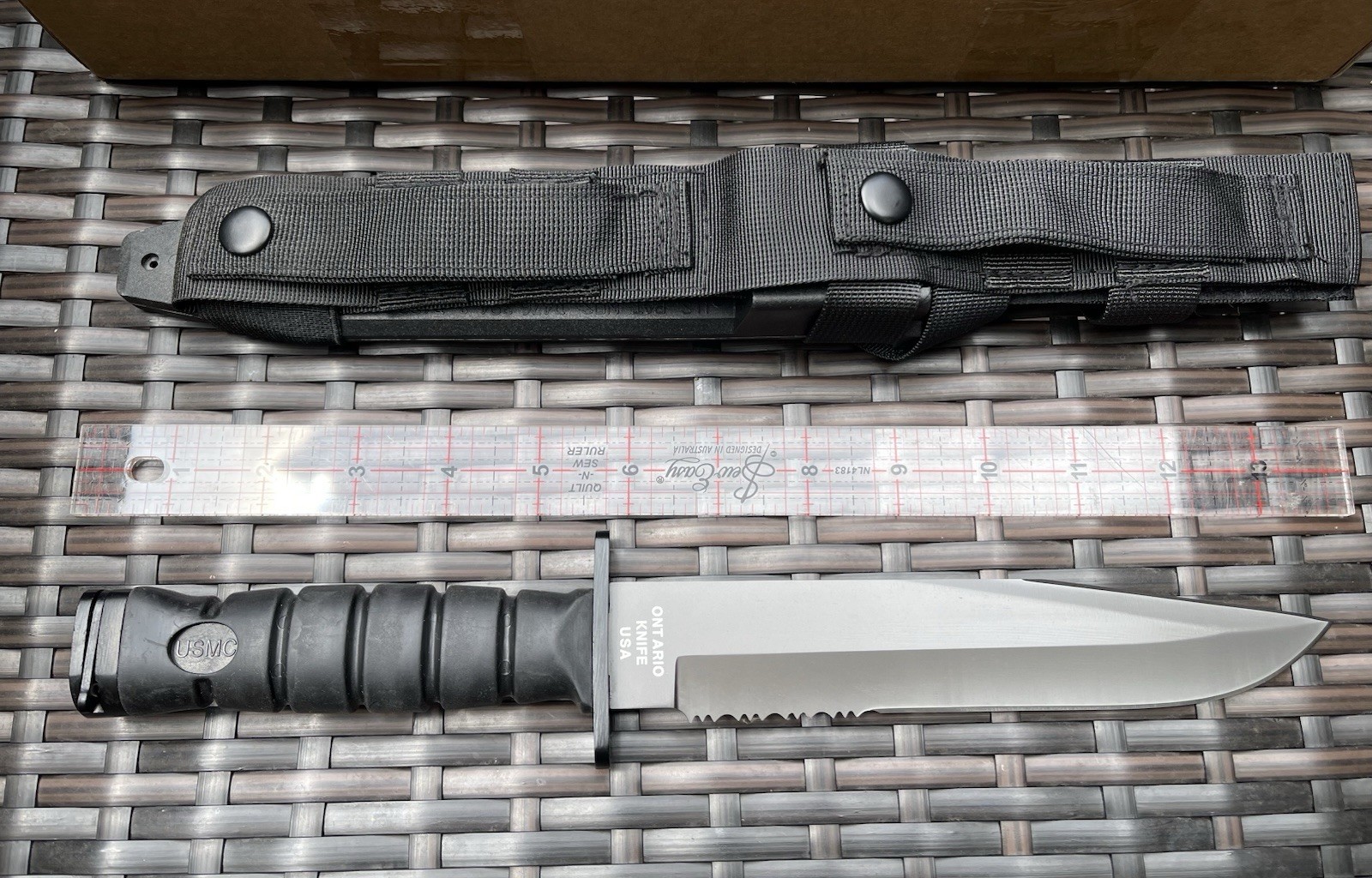 Ontario Knife OKC3S USMC Combat 8″ Blade and Scabbard & Sharpening Steel