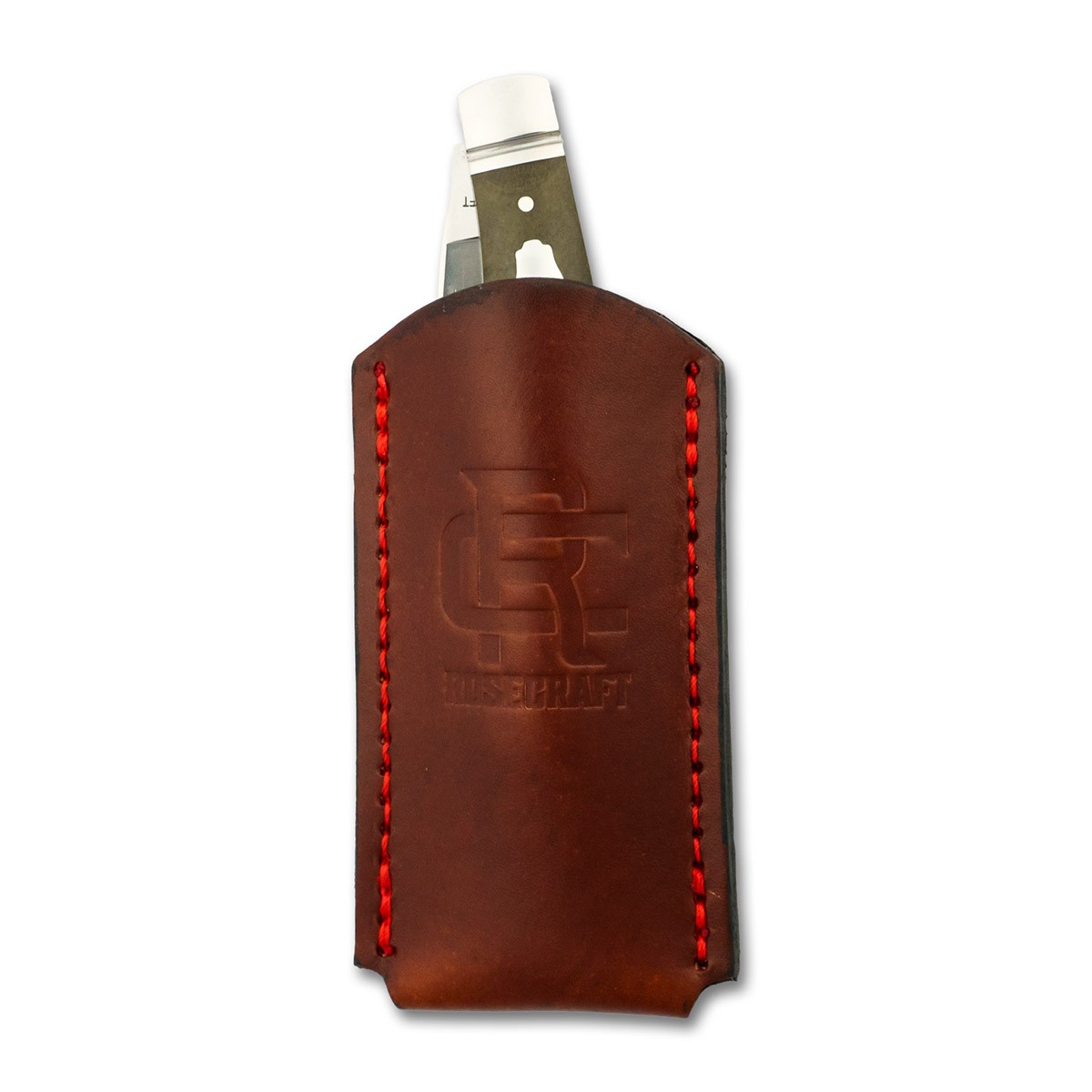 RoseCraft Blades RCXSLIP-L Large Brown Leather Red Stitching Slip Pouch