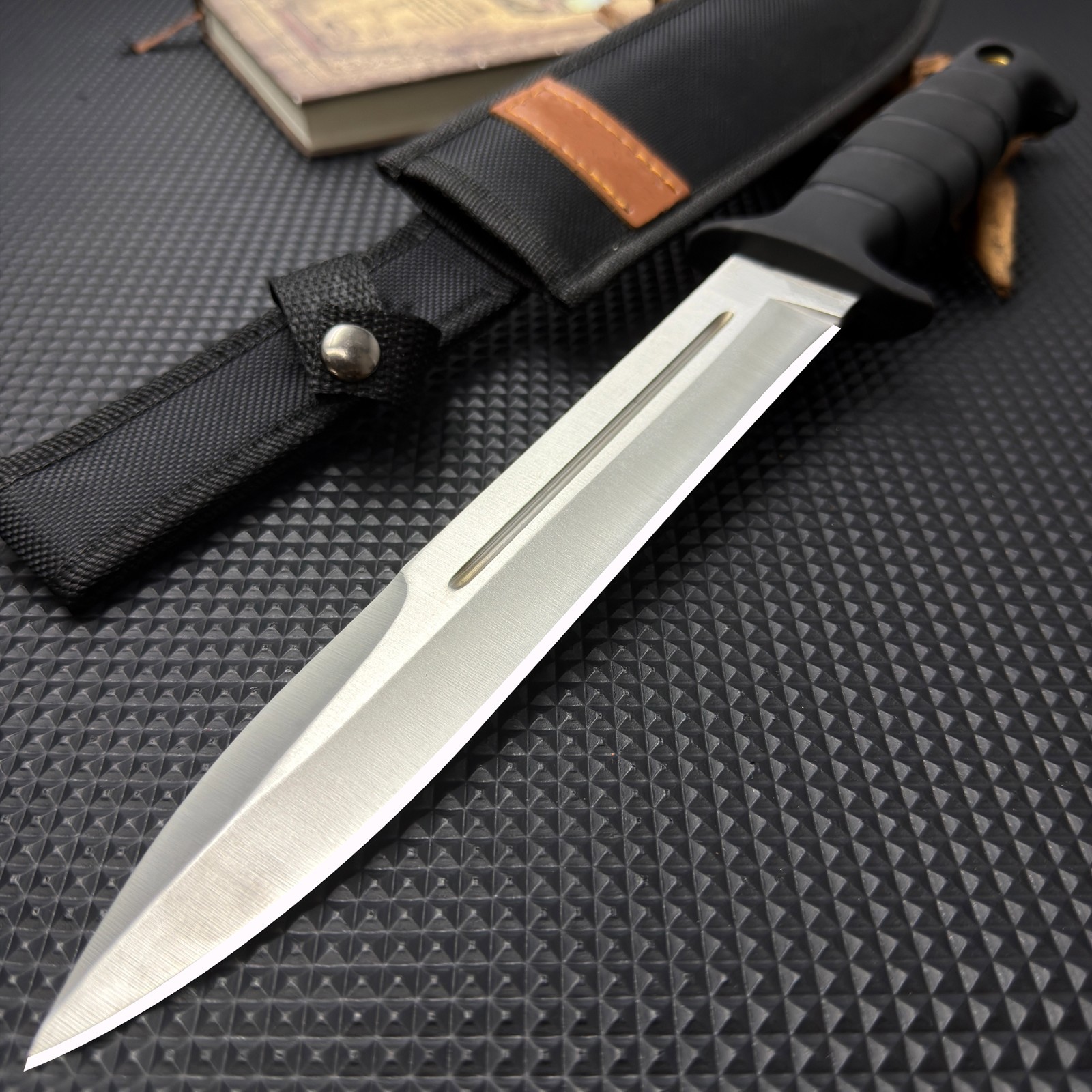 Fixed Blade Outdoor Knife | 2 Blade Color Options | Nylon Sheath for Camping EDC