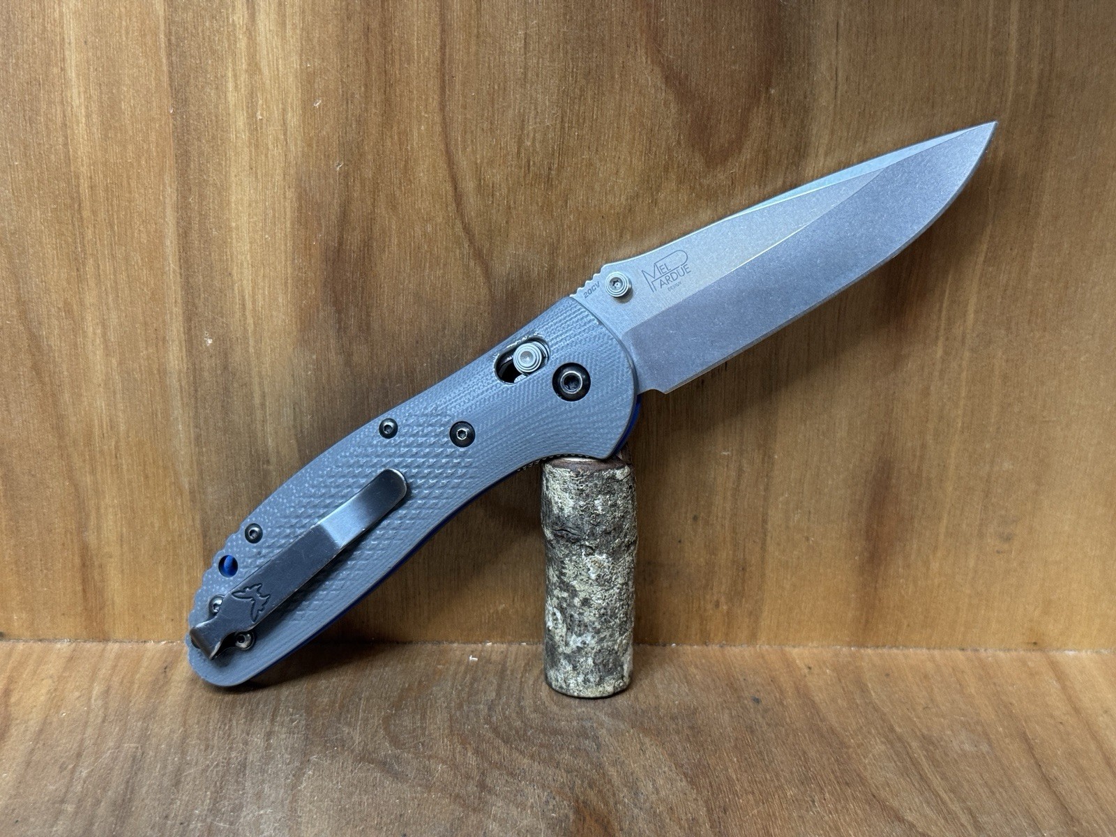 RARE Benchmade 551-1 Griptilian 20CV Plain Blade G10 Gray/Blue USA EXCELLENT!