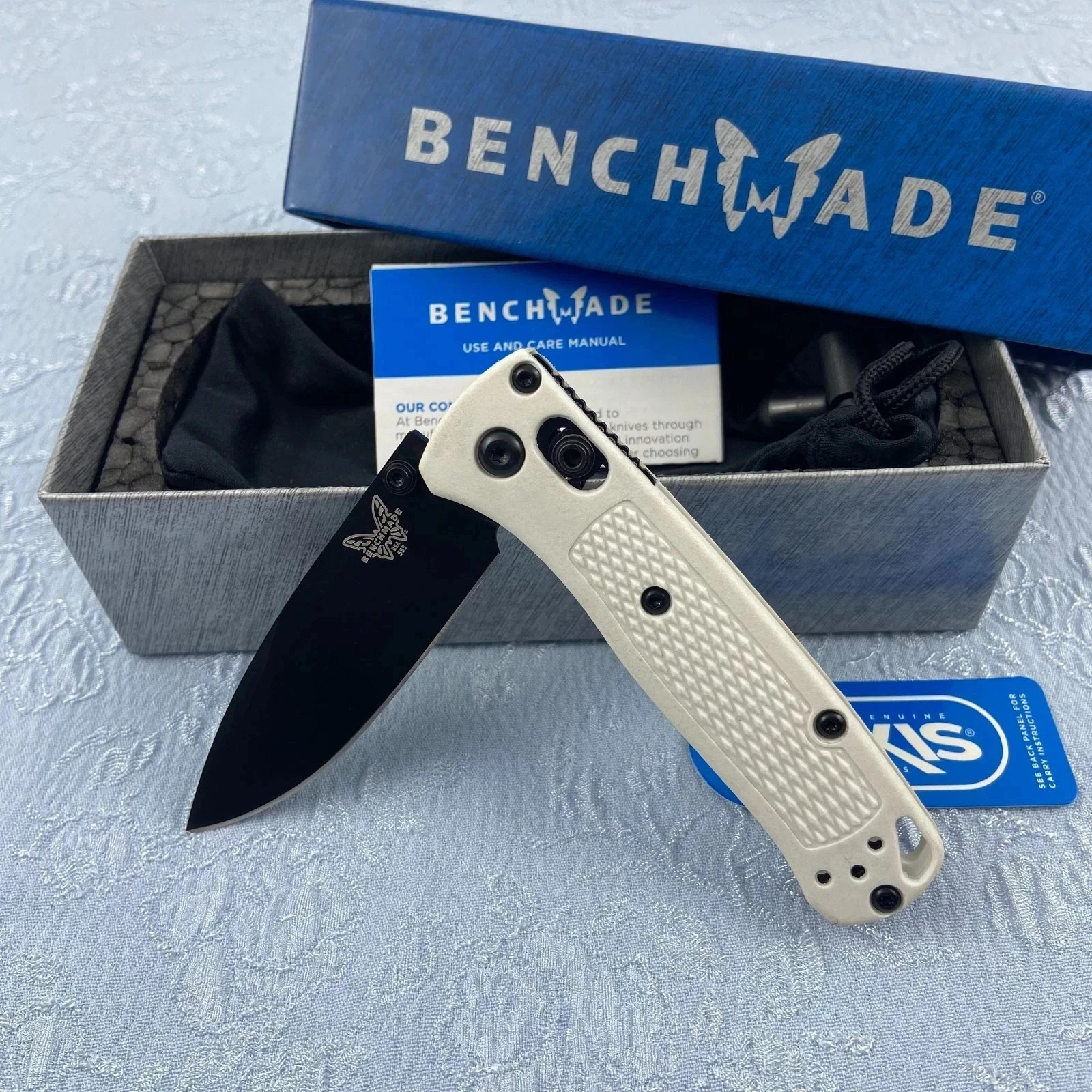 Benchmade 533BK-1 Mini Bugout Folding Knife White Grivory Handle S30V Blade USA