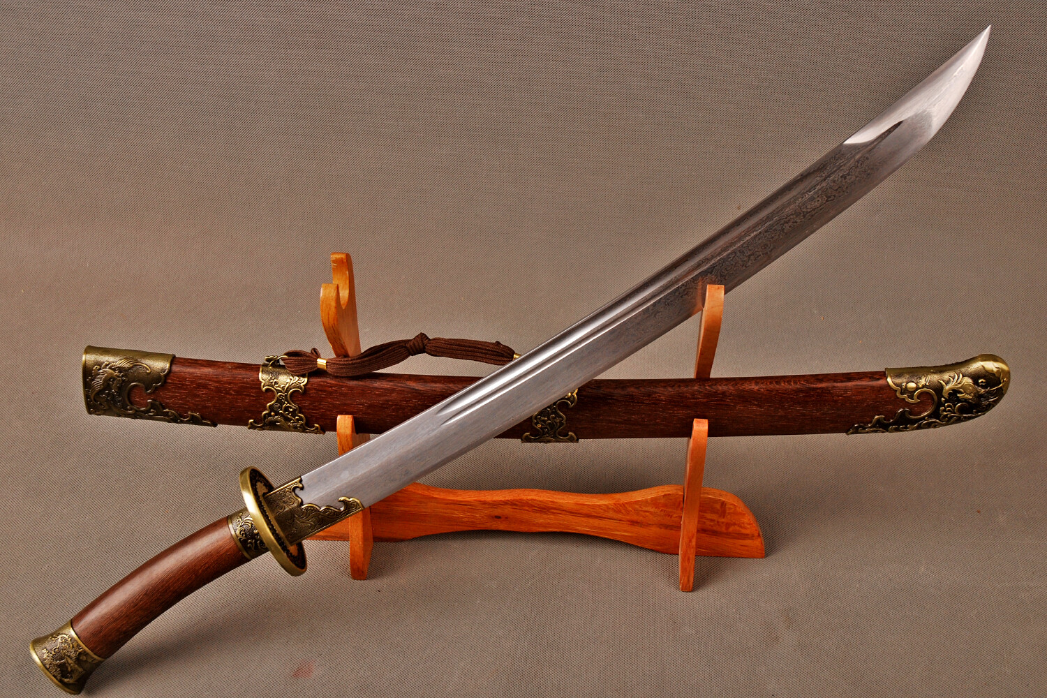 37″ Sharp Handmade Phoenix Chinese Sword Damascus Folded Steel Qing Dynasty DAO