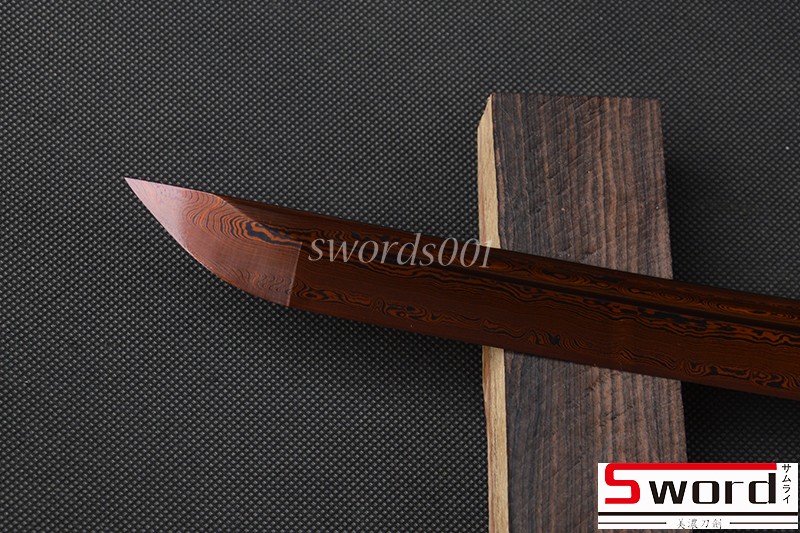 Bloody Red Folded Steel Naked Blade Japanese Wakizashi Blank Sword Real Sharp
