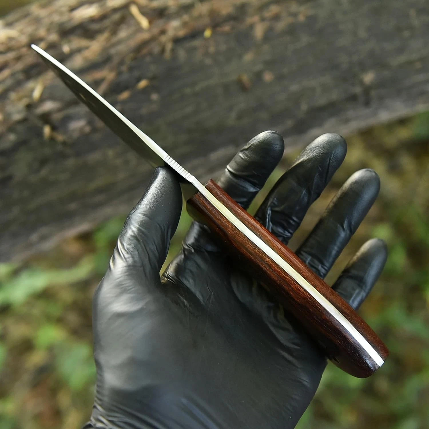 9″ Fixed Blade Hunting Knife Full Tang Rosewood Handle Bushcraft w/ Scout Sheath