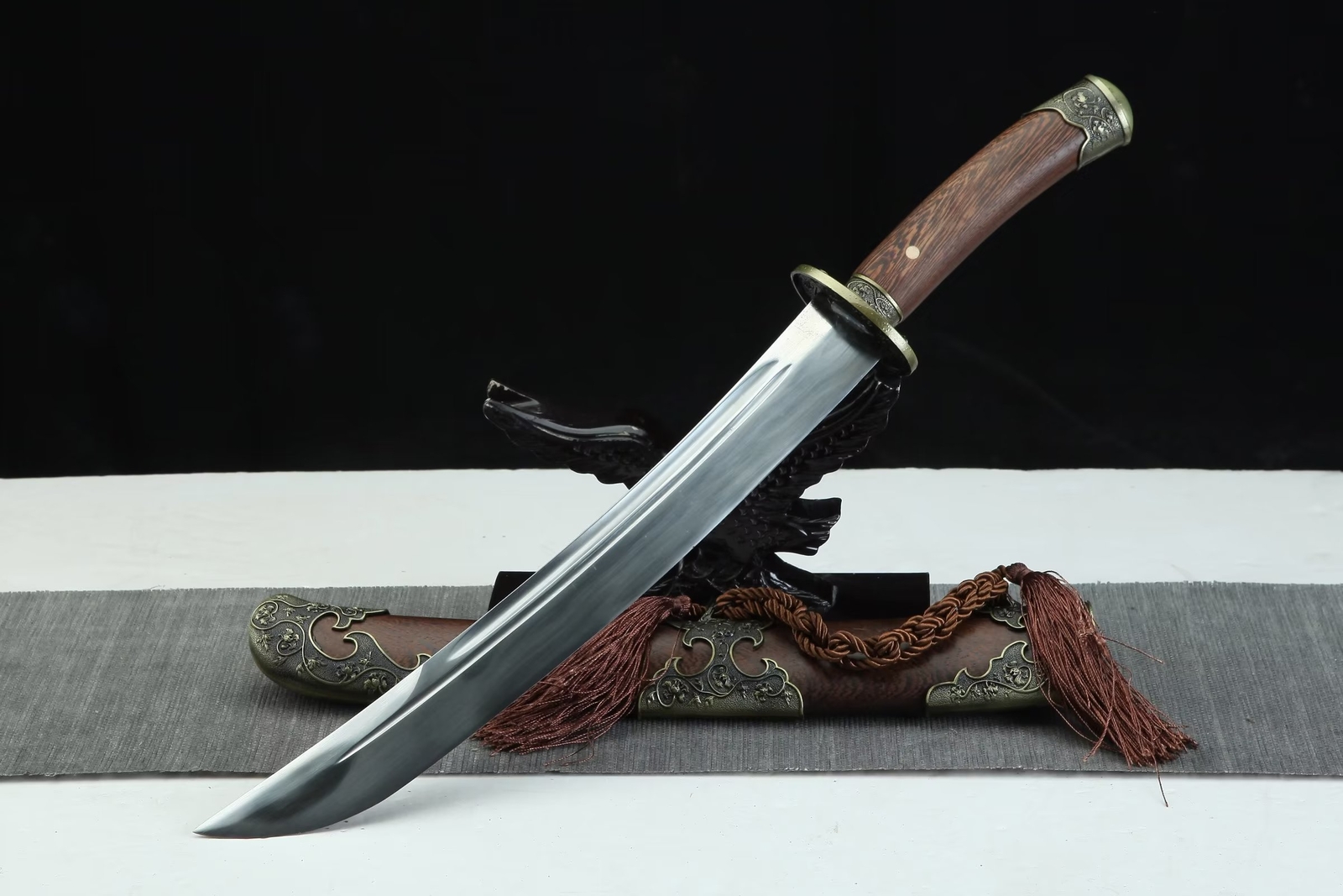 20»Chinese Sword Rosewood Qing Dynasty DAO 1095 Steel Self-defence Short Knife