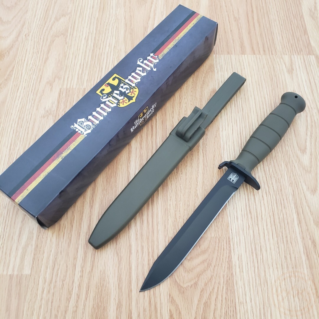 OD Green Military Fixed Blade Knife Stainless Steel Blade ABS Handle Belt Sheath