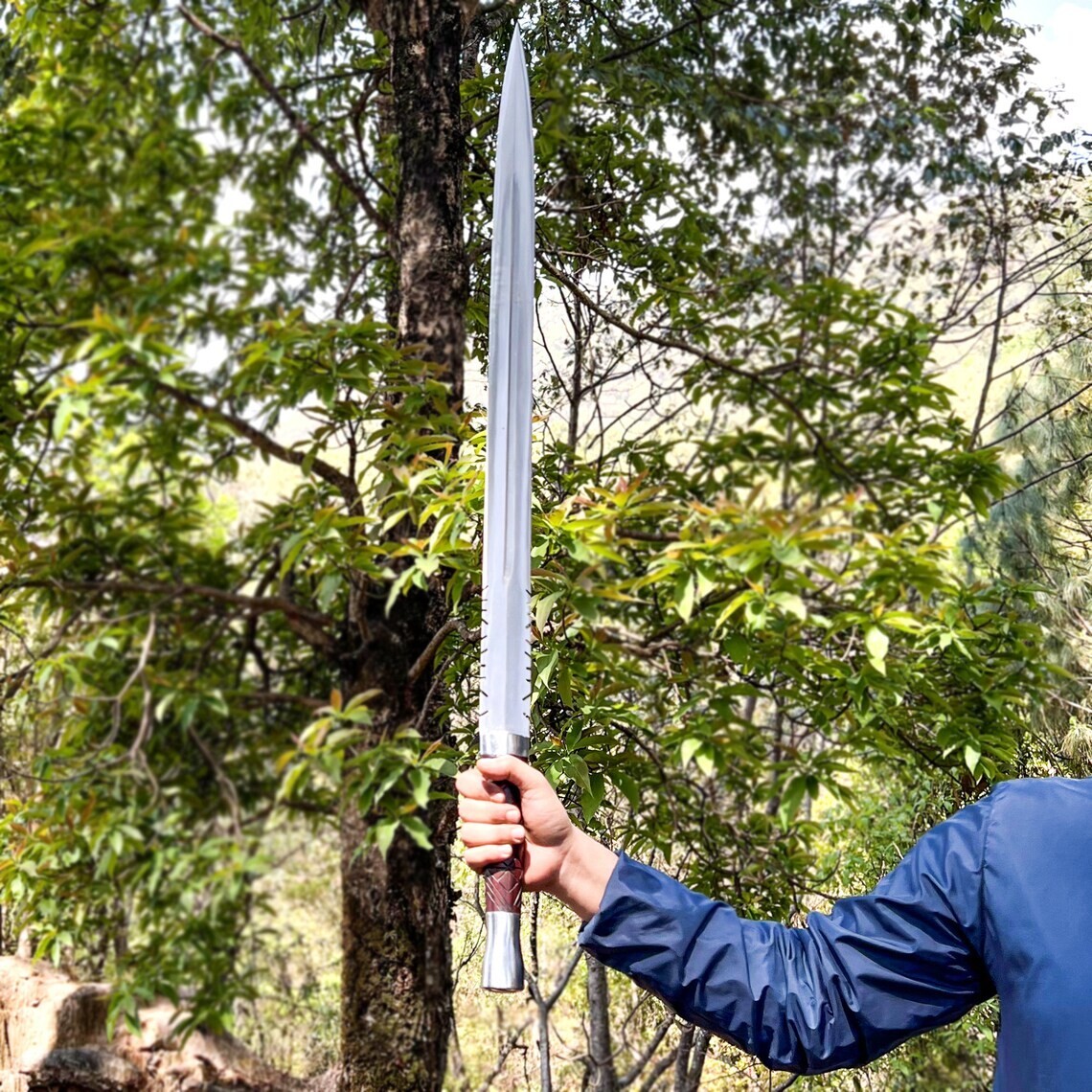 Authentic Sword made with 5160 Carbon Steel & Rosewood handle | Leather Sheath