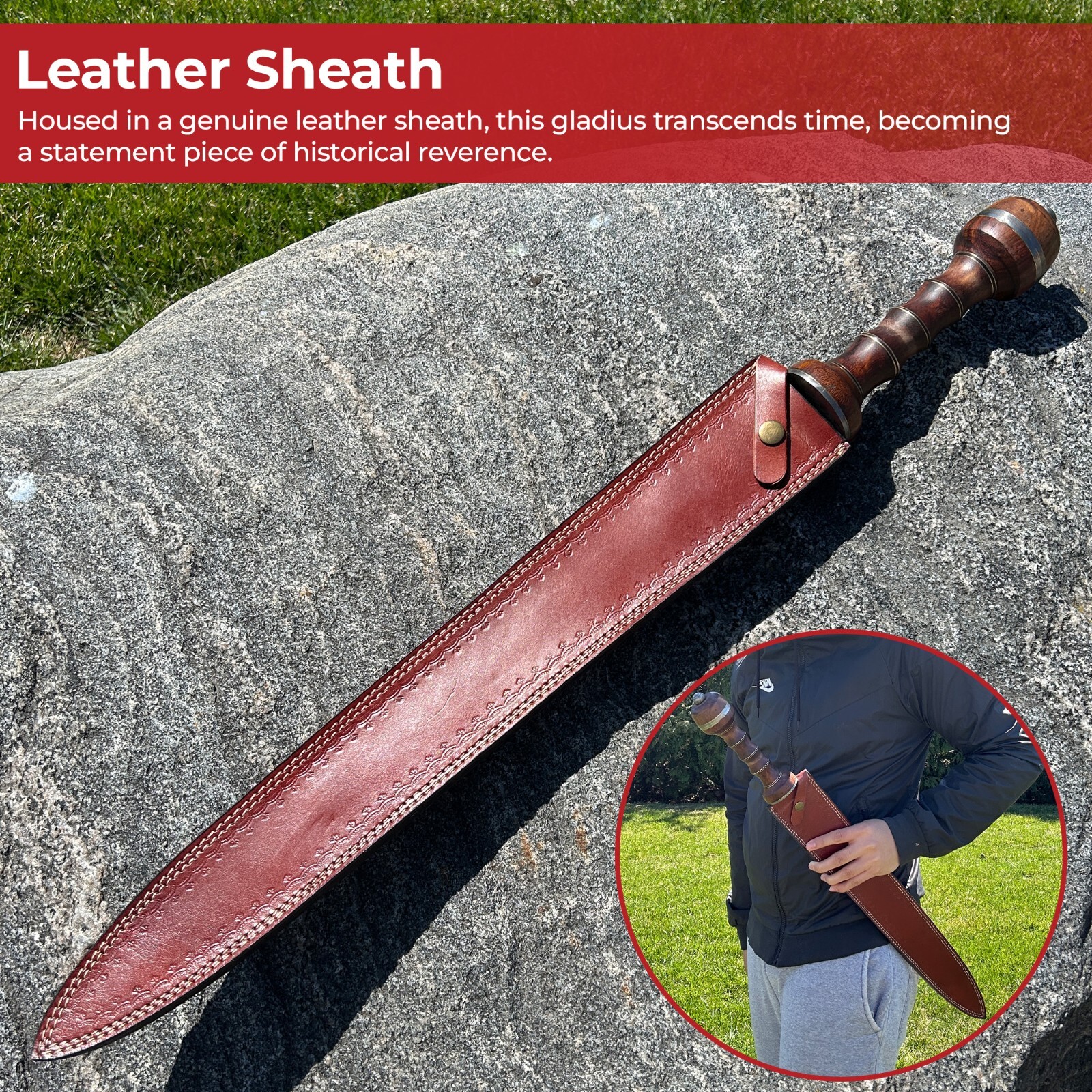 Legionnaire’s Legacy Handcrafted Damascus Steel Roman Gladius XV Edition Display