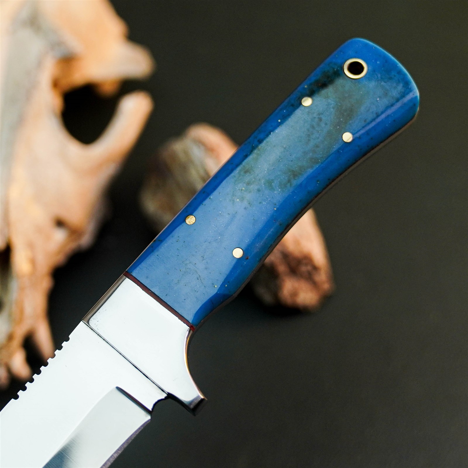 8.4″ Hunting EDC Stainless Knife Handmade Full Tang Resin Handle + Sheath