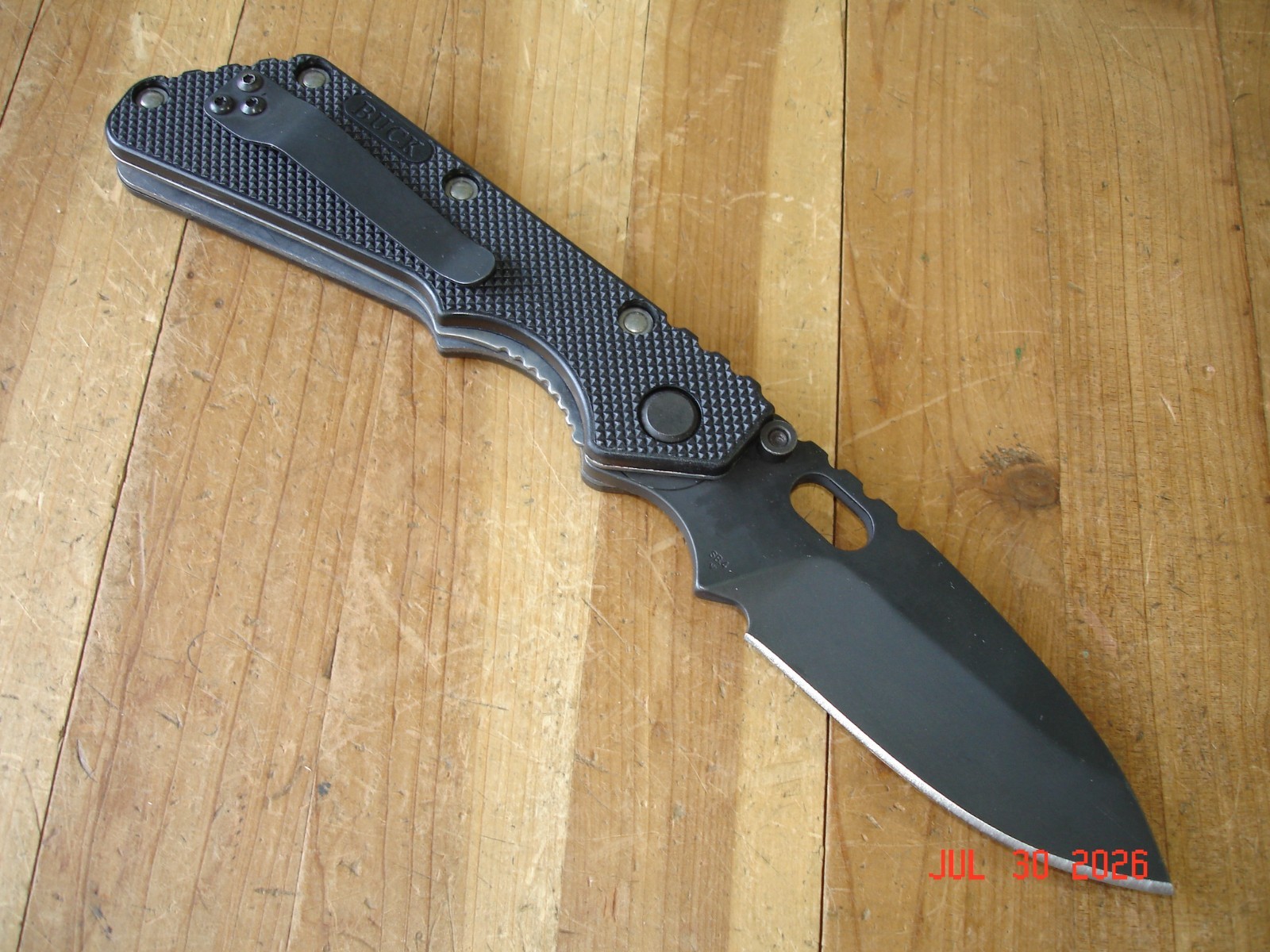 2007 BUCK KNIFE 882 889 STRIDER BLACK OX 420HC STEEL BLADE BLACK PLASTIC HANDLE