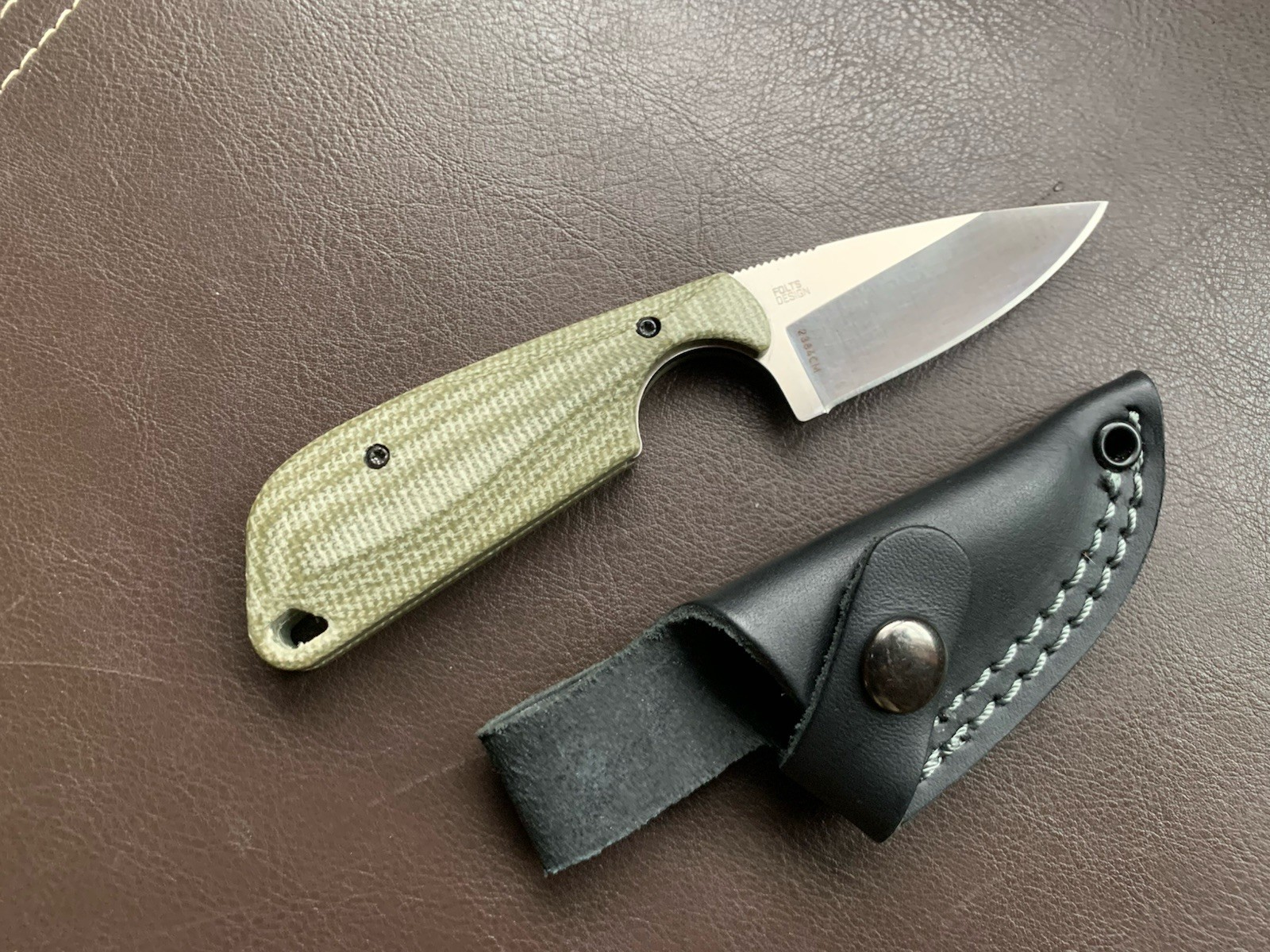 CRKT Minimalist Drop Point 154CM Blade, + Flytanium Green Micarta Handle Scales