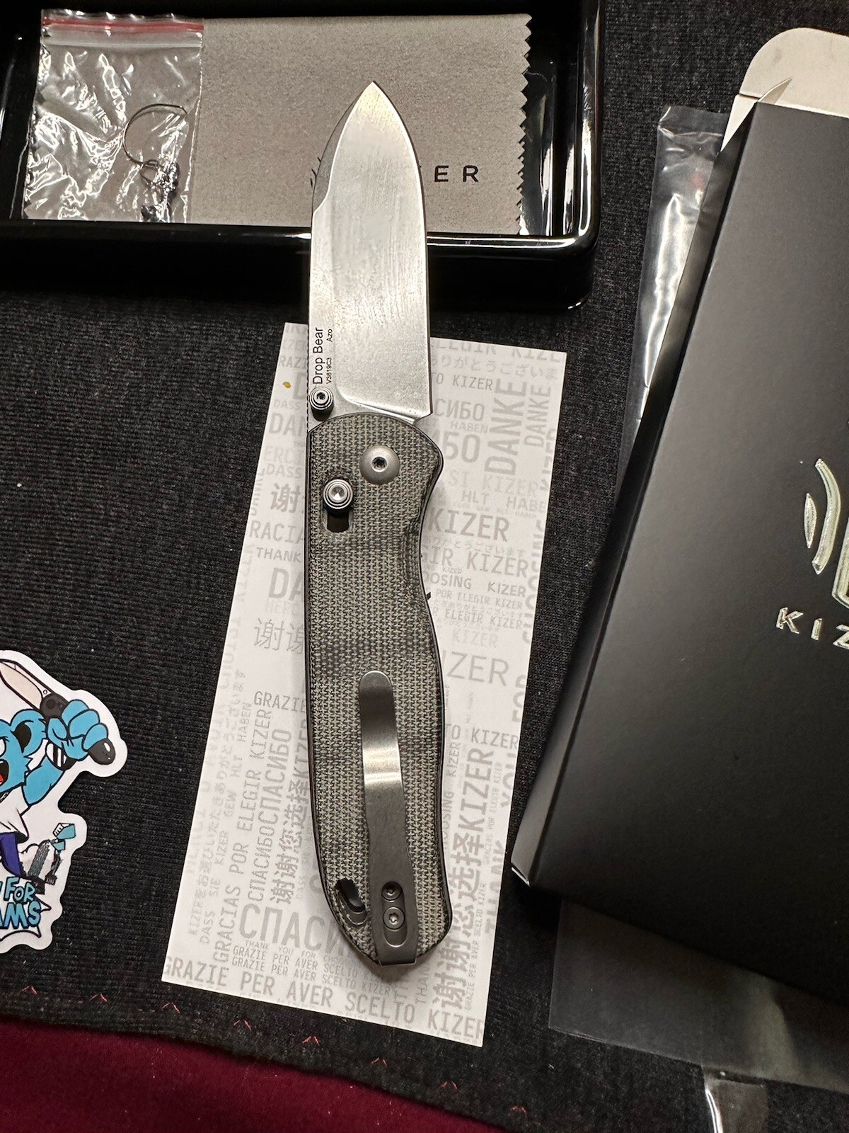 Kizer Drop Bear EDC Knife Black Micarta Handle 154CM Steel Pocket Knife V3619C3