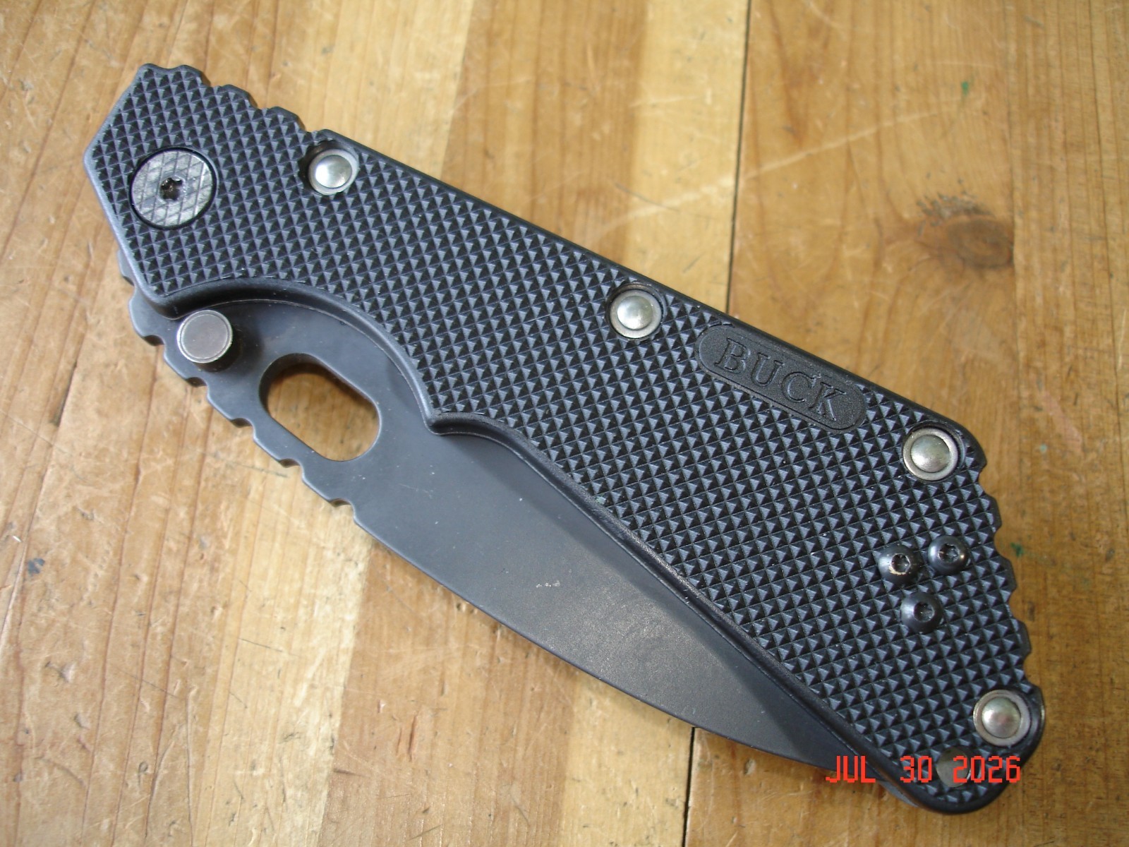 2007 BUCK KNIFE 882 889 STRIDER BLACK OX 420HC STEEL BLADE BLACK PLASTIC HANDLE