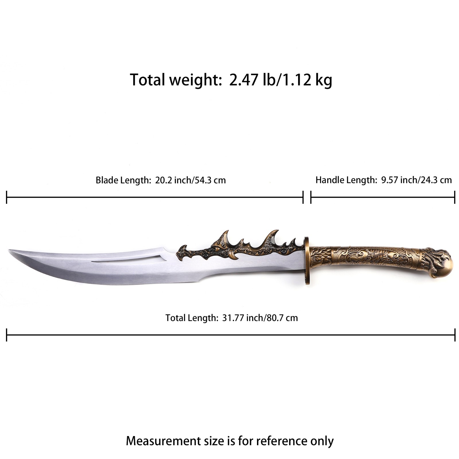 Hand-Forged High Manganese Steel Chinese Dao Authentic Dragon Blade, Full Tang