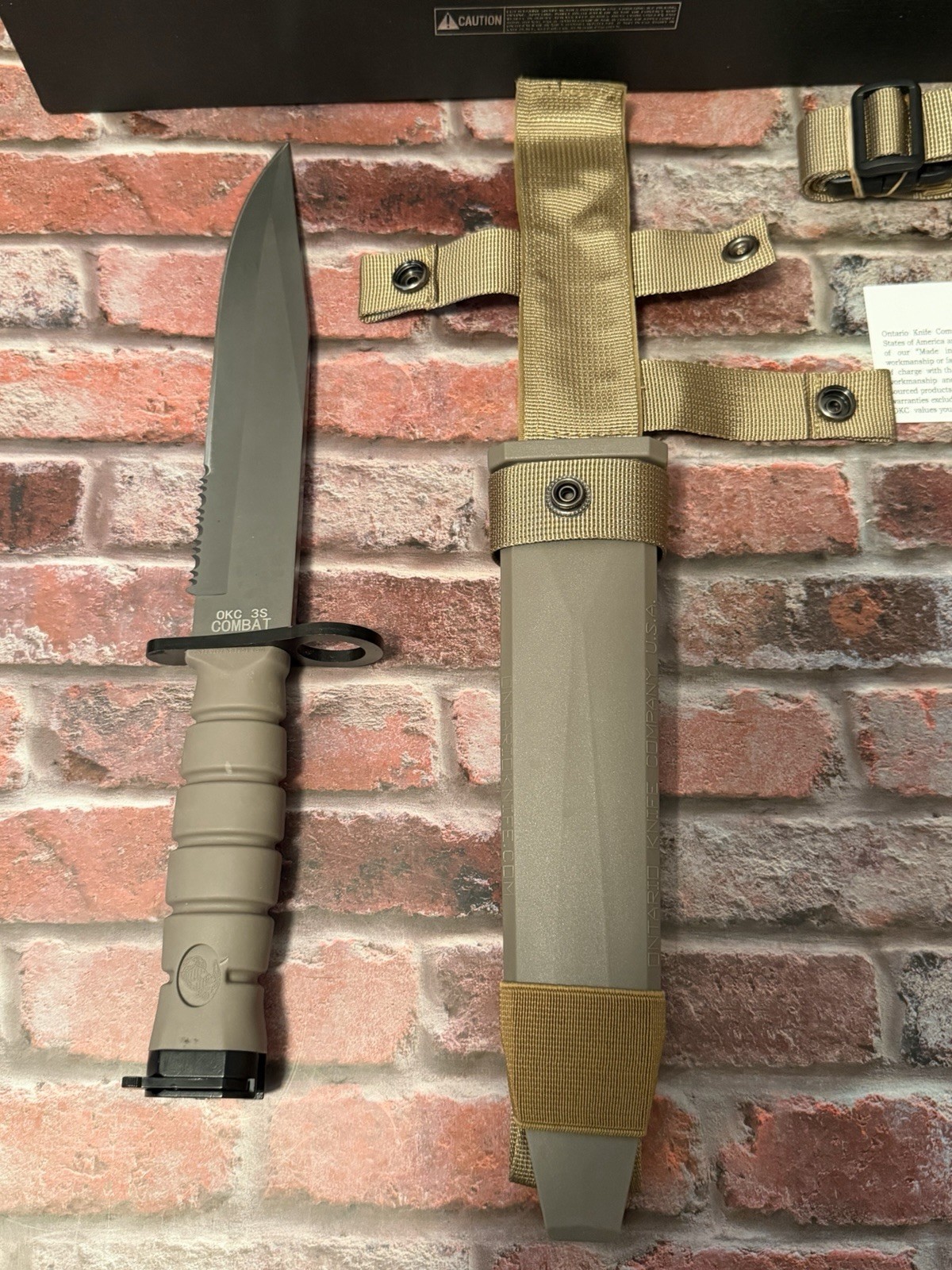 USMC Ontario OKC 3S Combat Fixed Blade Knife Bayonet with Sheath Never Used
