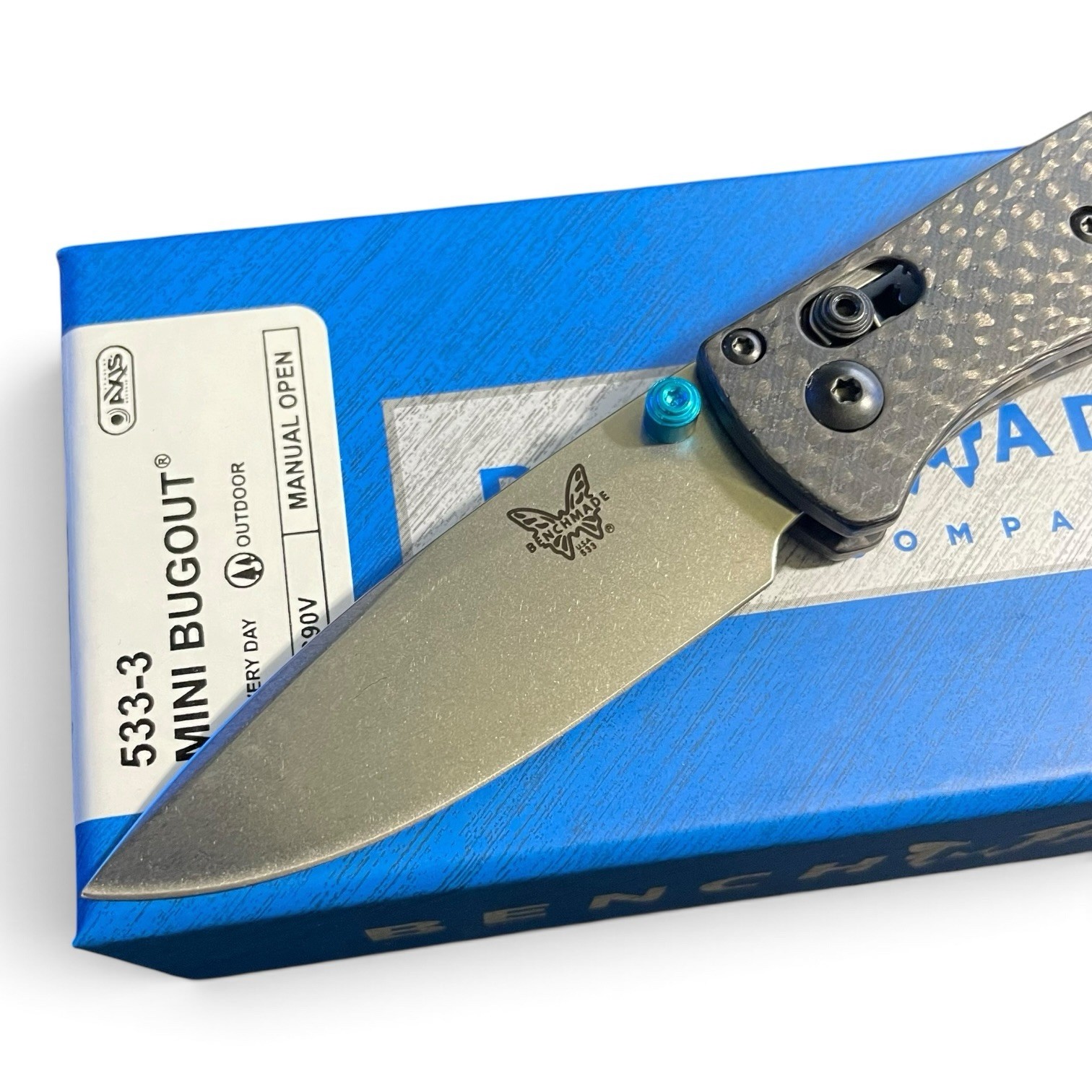 Benchmade Knives 533-3 Mini Bugout S90V Plain Edge Carbon Fiber Handle USA EDC