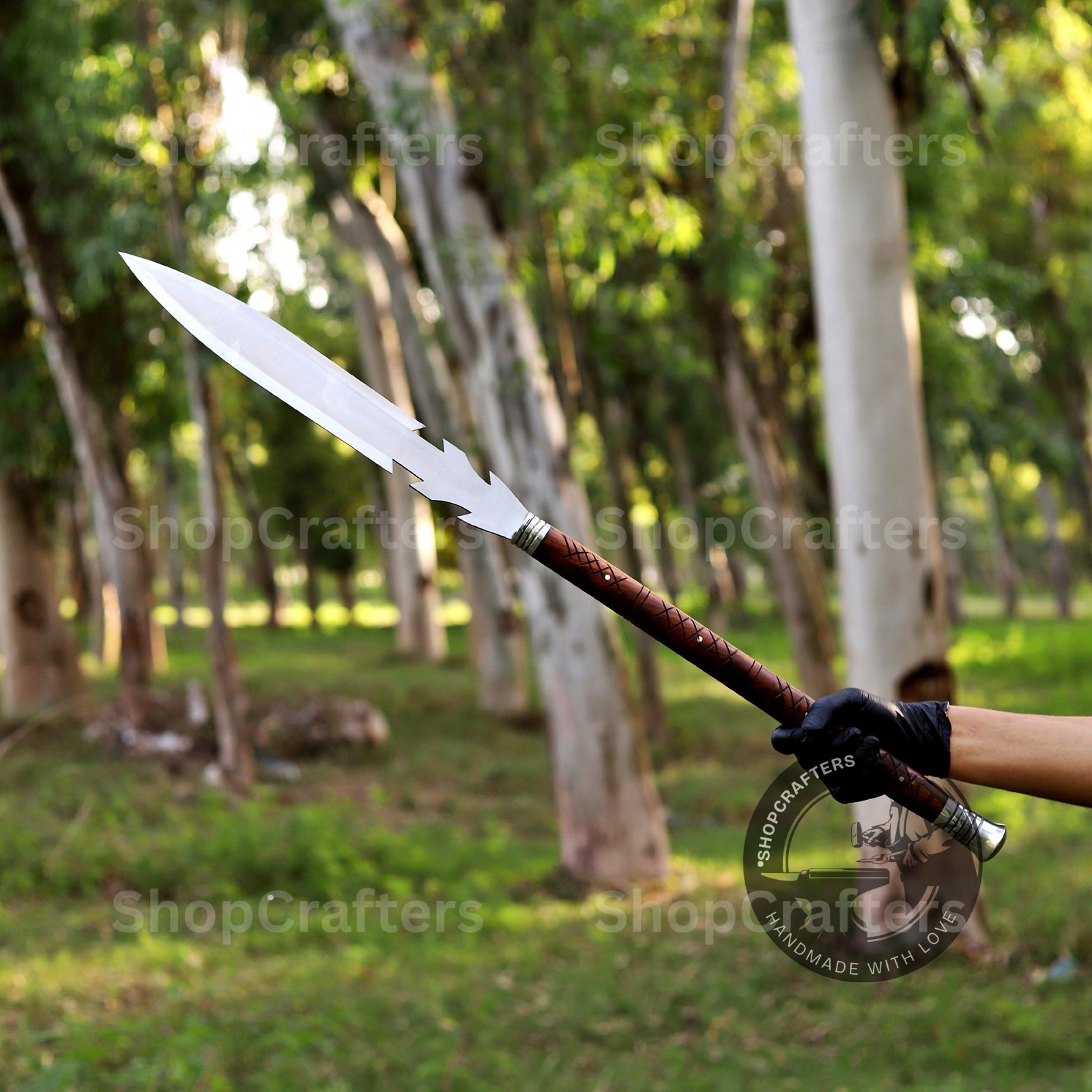 Custom Handmade Carbon Steel Blade Tactical Viking Spear | Hunting Spear Camping