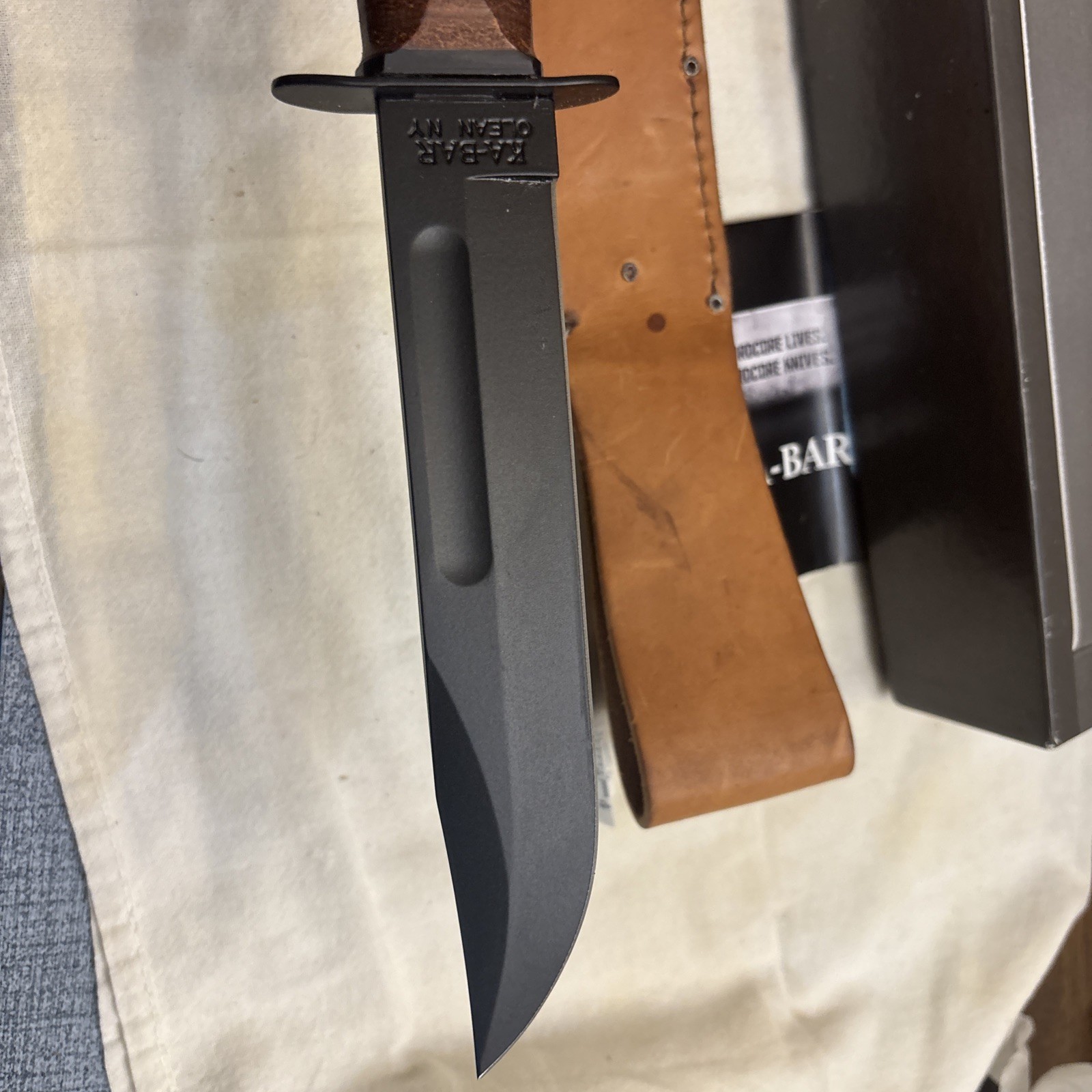 KaBar 1217 Fighting/Utility Knife USMC Leather Sheath Straight Edge