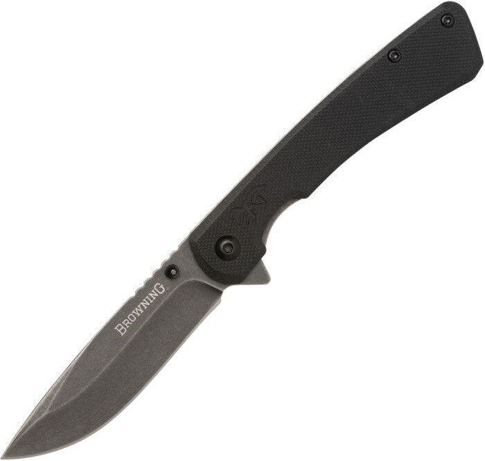Browning Branded Rock Folding Knife 3″ 7Cr17MoV Steel Blade G10/Stainless Handle