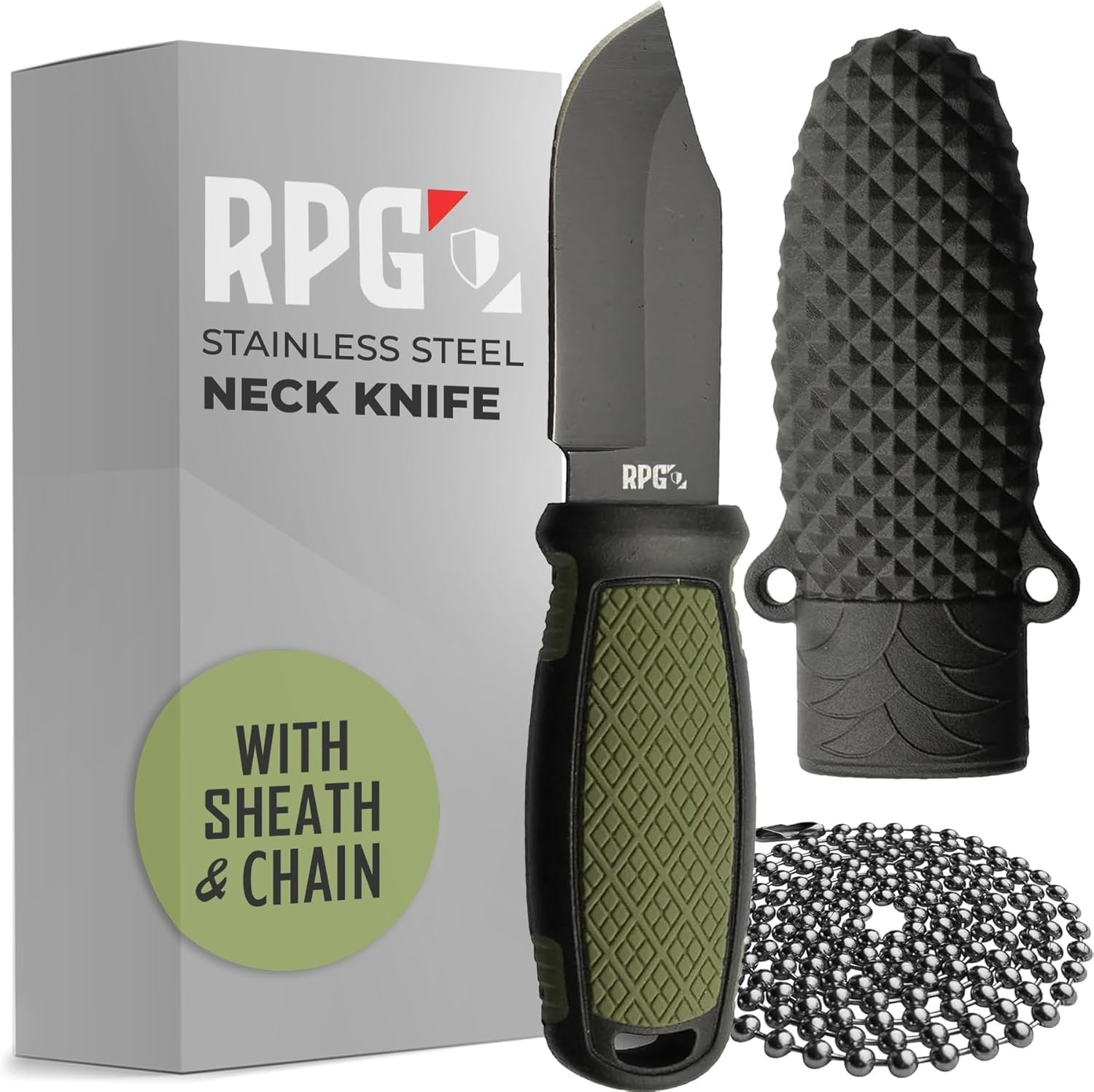 RPG Small Fixed Blade Neck Knife with Sheath, EDC for Camping Hiking