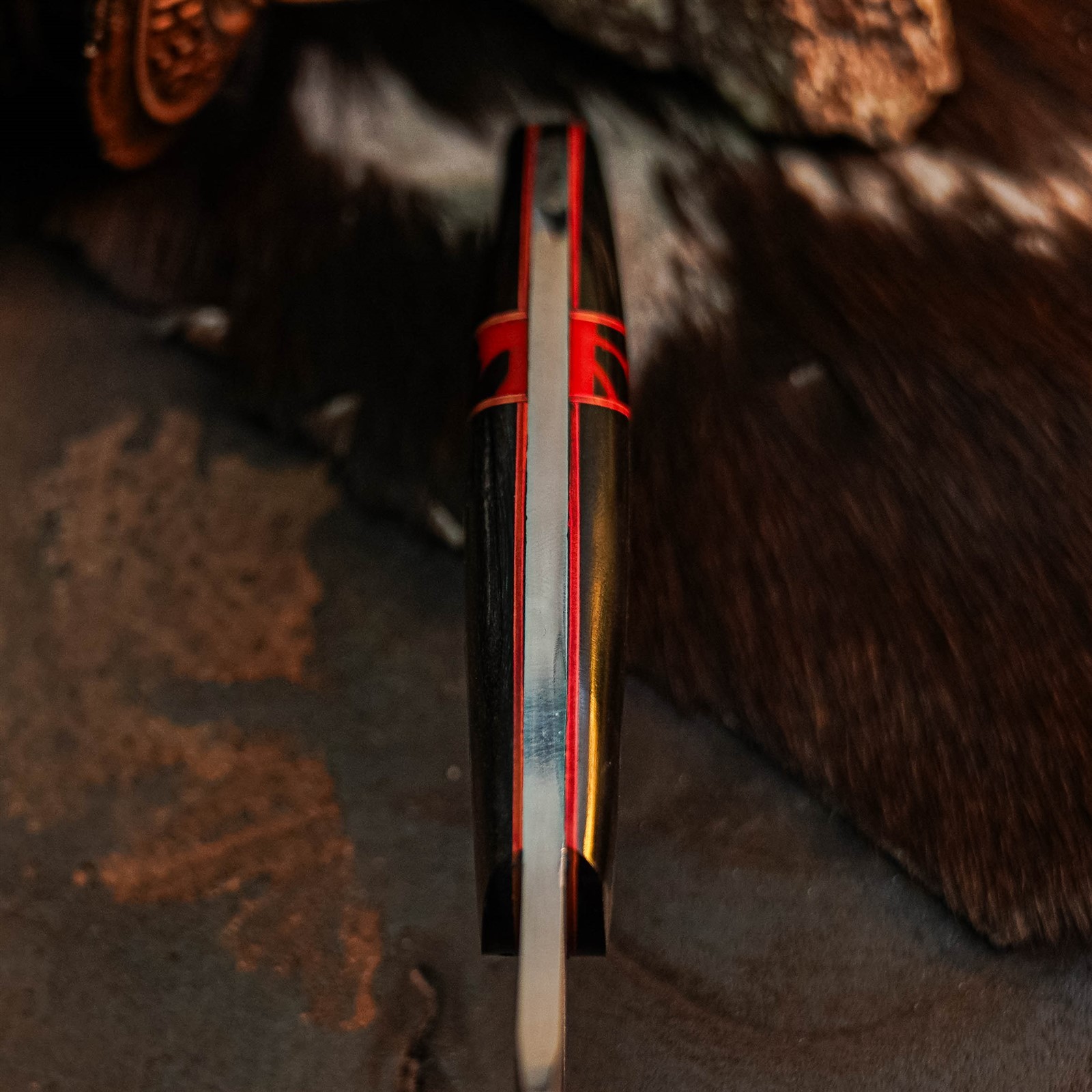8.9″ Camping Bushcraft Damascus Knife Handmade Full Tang Horn Handle +Sheath