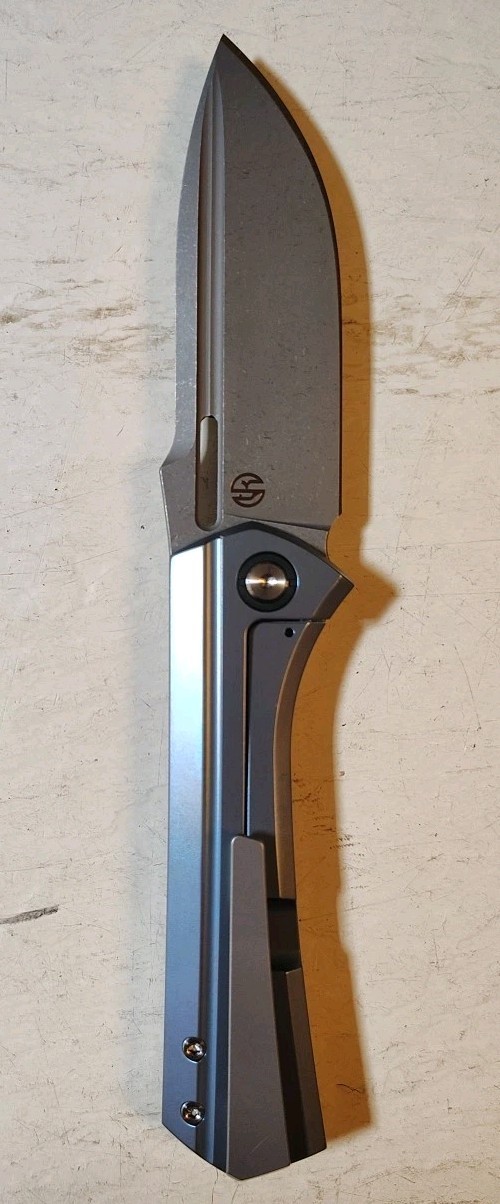 New Vanguard Continuum Framelock 3.4″ M390 SW Drop Point Blue Ti & CF Handle