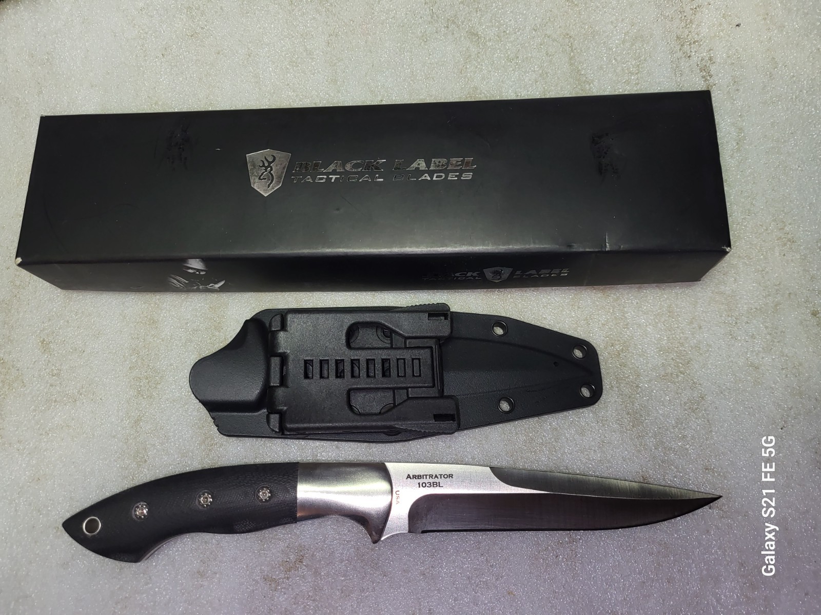 Unused Black Label Browning Arbitrator 103BL Fixed Blade Knife & Sheath