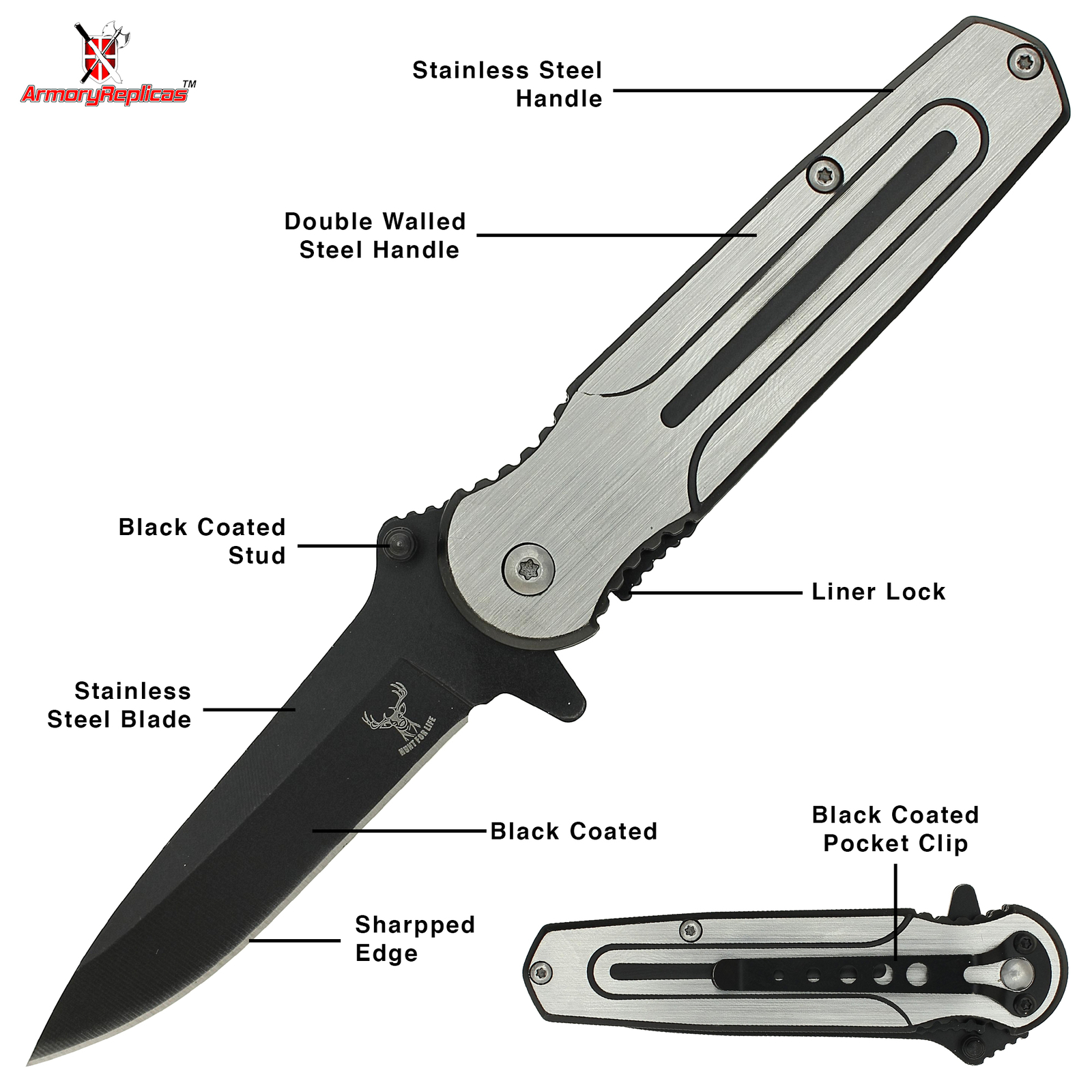New Spring Assisted Stainless Steel Folding Pocket Knife Drop Point Blade