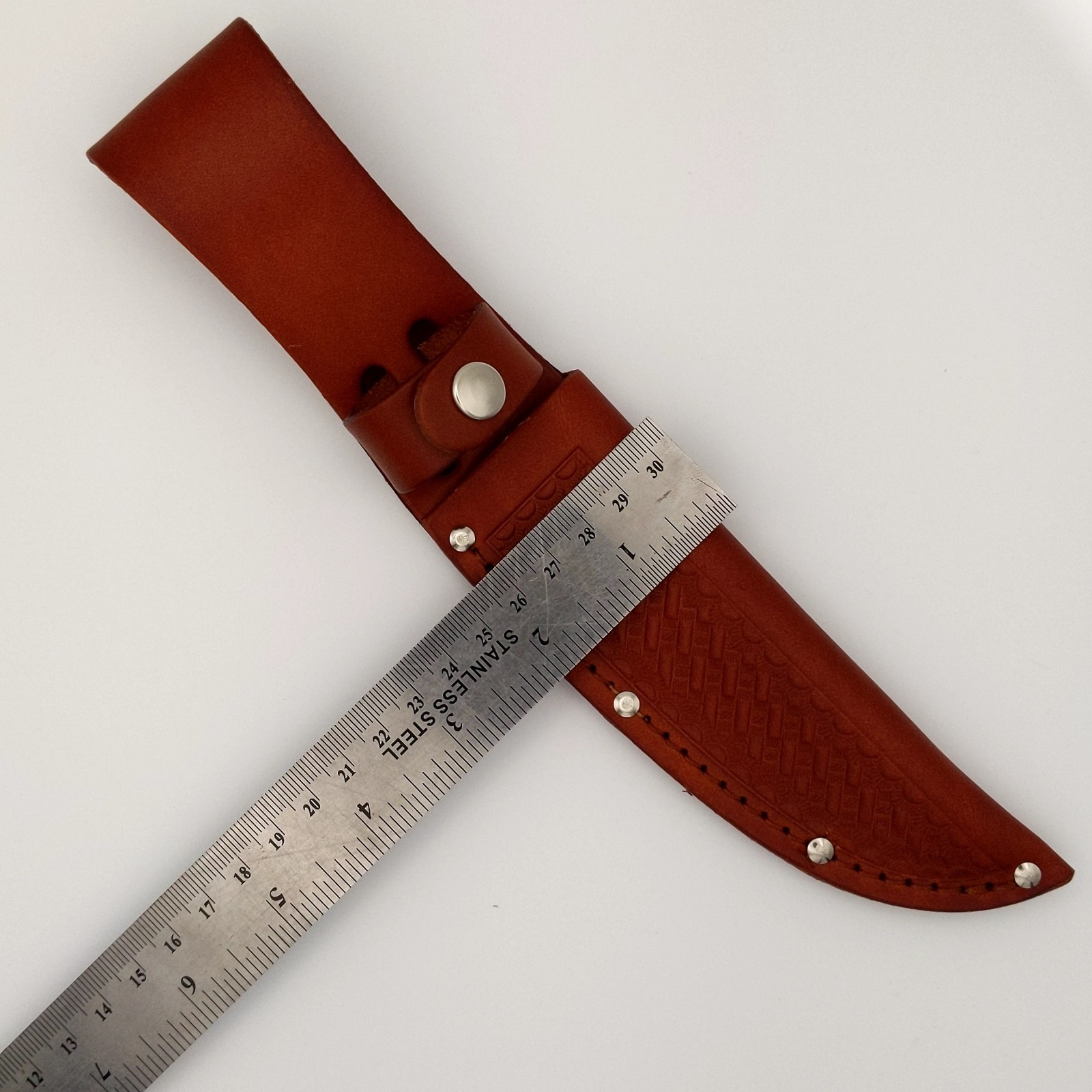 Fixed Blade Knife Belt Sheath for 5in. Blades Genuine Leather Tan Brown
