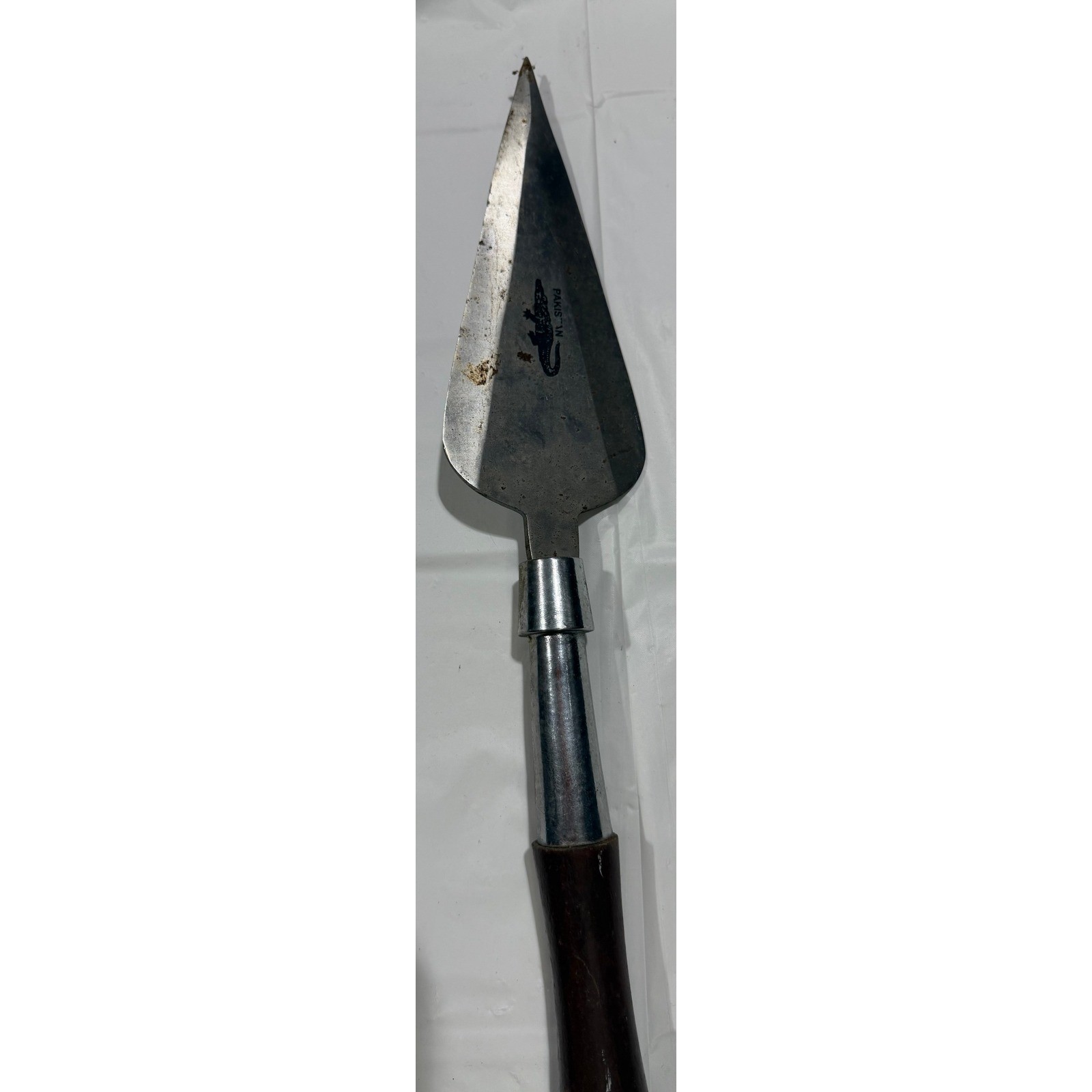 Vintage Pakistan Decorative Spear Wooden Shaft Crocodile Logo Stainless Blade