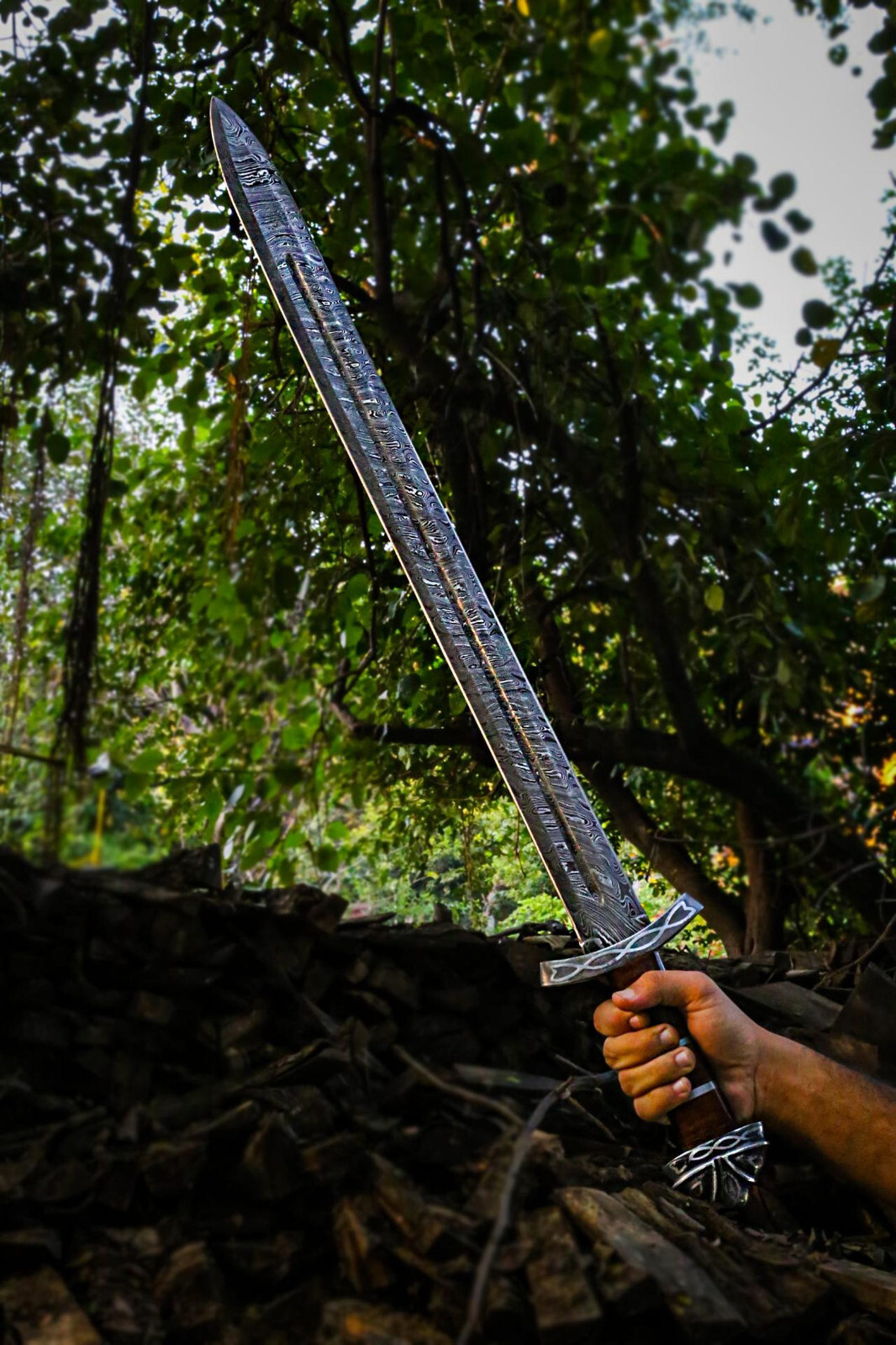 2 PCS Viking Collectible| Damascus Steel Viking Sword | Authentic Norseman Sword