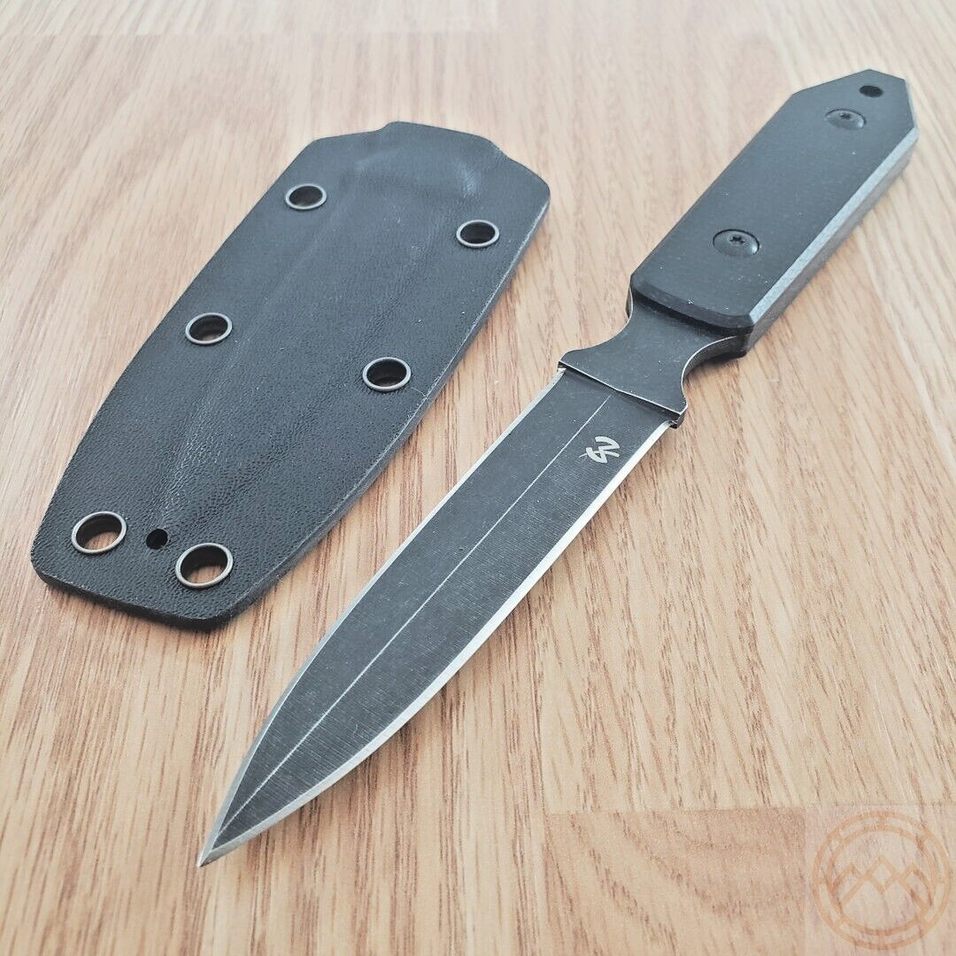 Fred Perrin La Dague Fixed Knife 3″ Double Edge 440C Steel Blade Micarta Handle