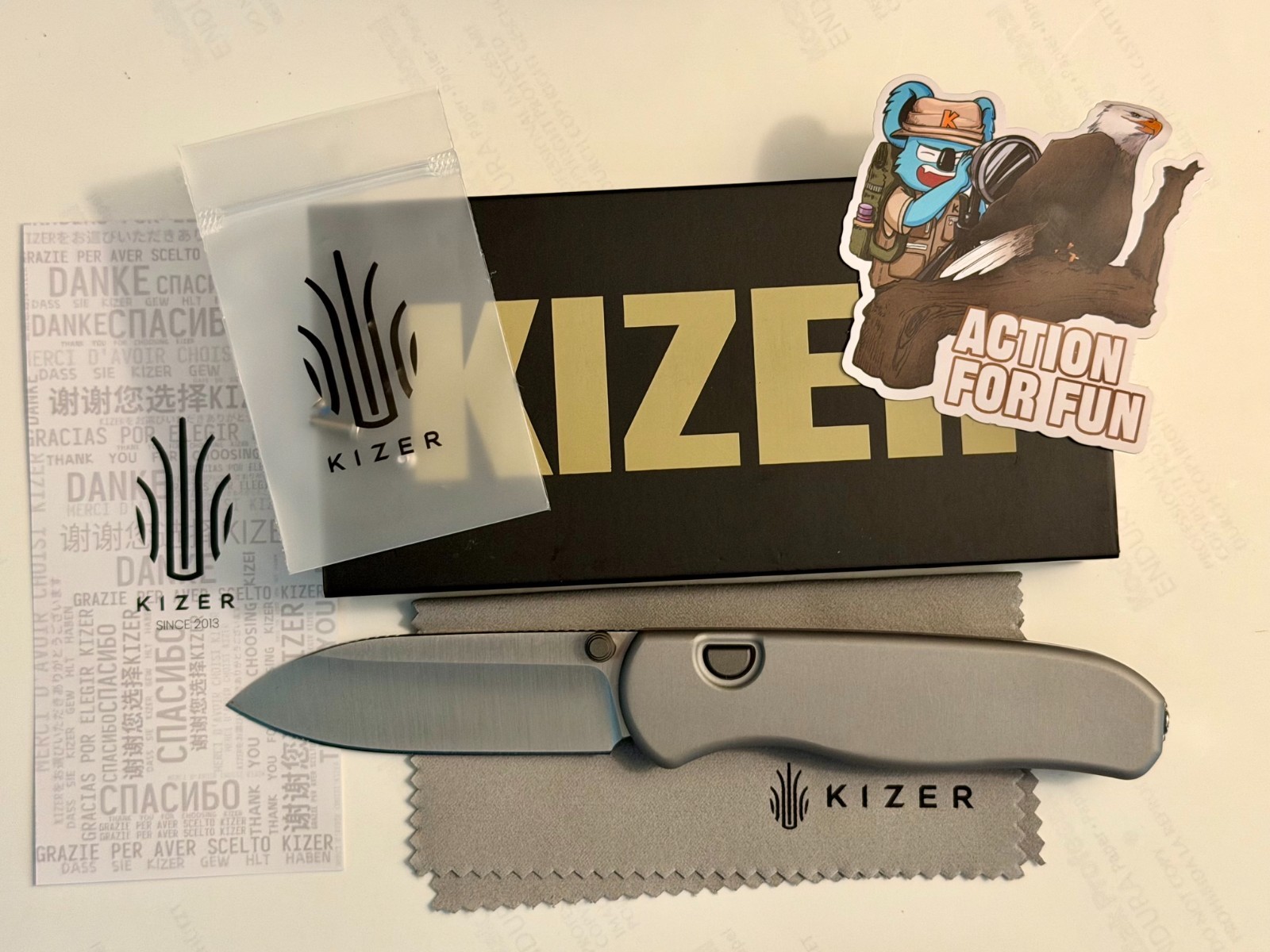 Kizer Drop Bear Zero Folding Pocket Knife M390 Blade Alumium Handle Ki3619BDA4