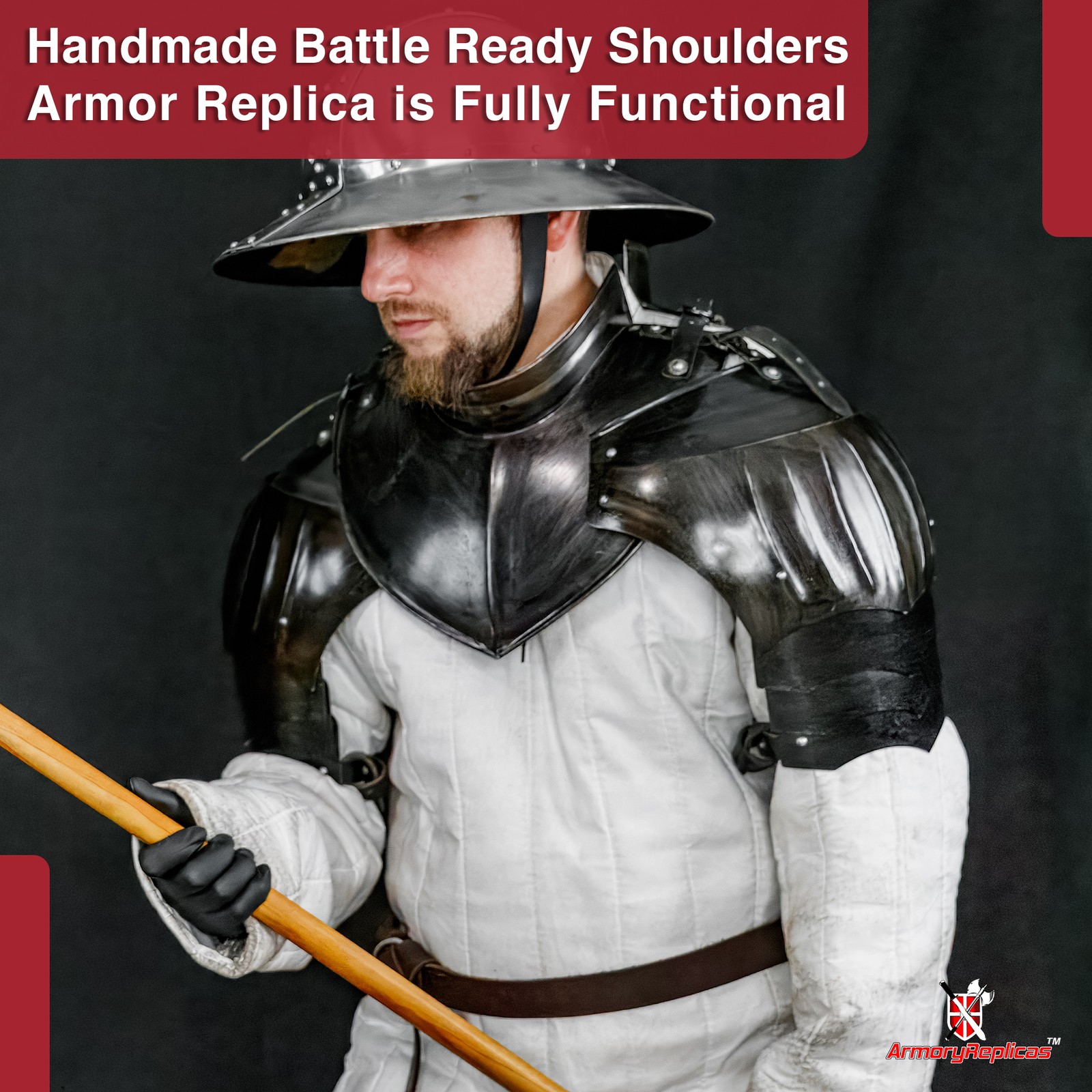 Medieval Iron Gorget Spaulders Arm Shoulder Set Viking Crusader Larp Pauldrons