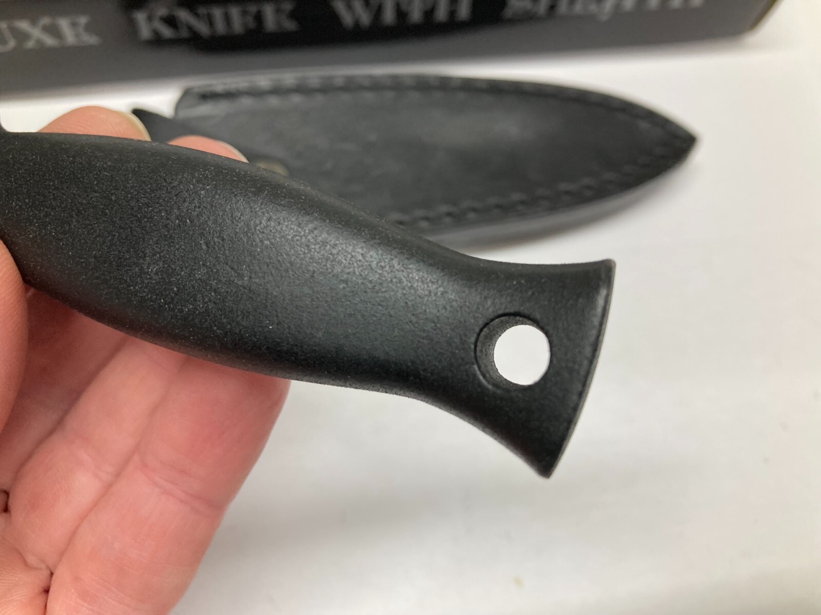 Fixed Blade Knife, Silver Blade, with Leather Sheath G-20L