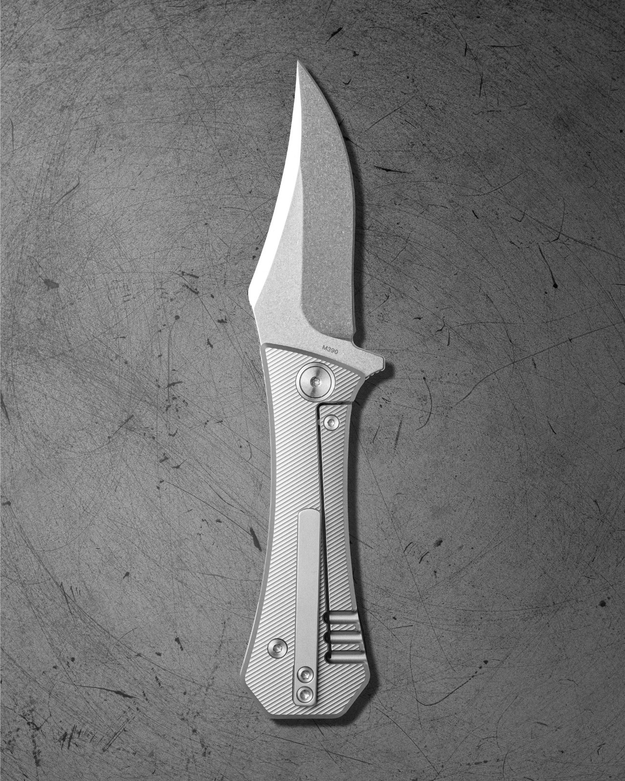 Auxiliary Manufacturing Folding Knife 2.75″ M390 Steel Blade Titanium Handle