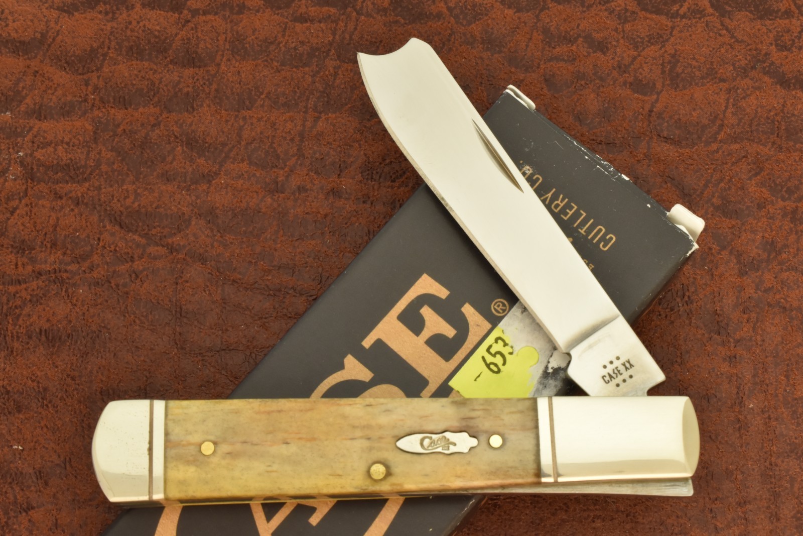 CASE XX USA 2024 SMOOTH ANTIQUE BONE GROOVED BOLSTER RAZOR KNIFE 61005RAZ (35778