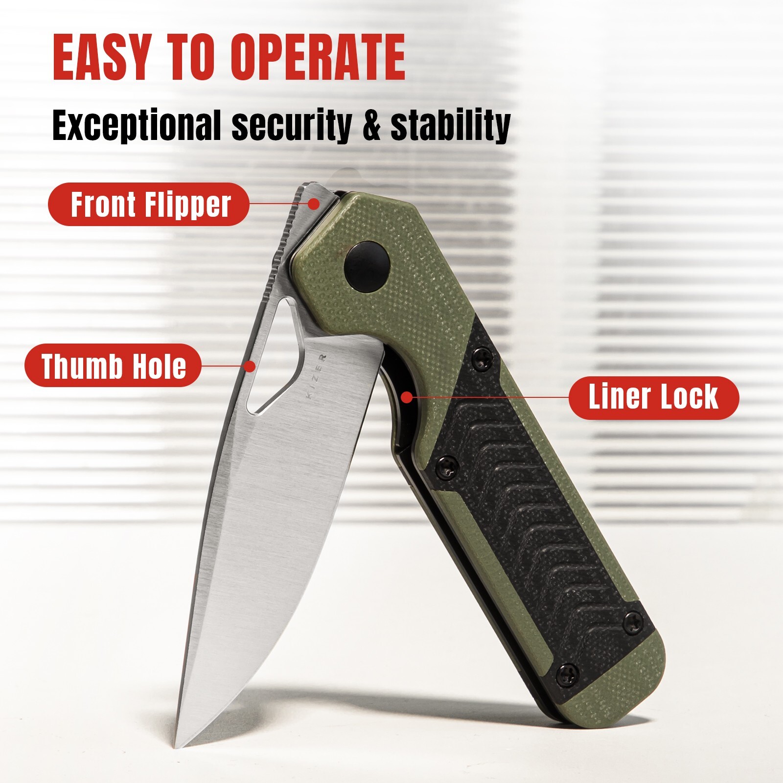 Kizer Mini Militaw Pocket Knife,2.82″ Nitro V Steel Blade Folding Knife V3634SA6
