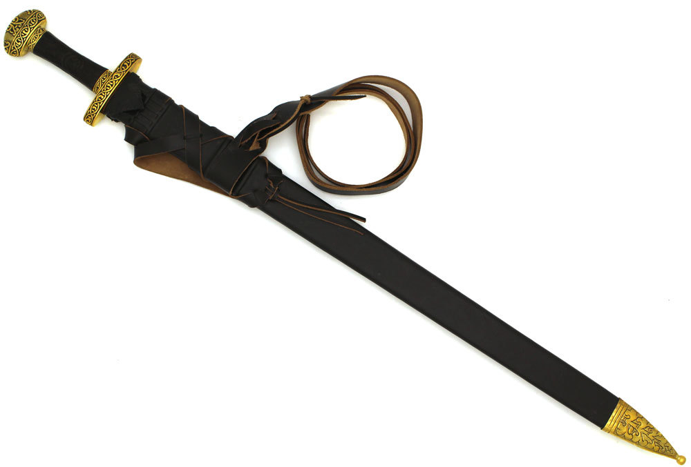 9th Century Full Tang Viking Sword w/ Wooden Scabbard and Brass Trimmings