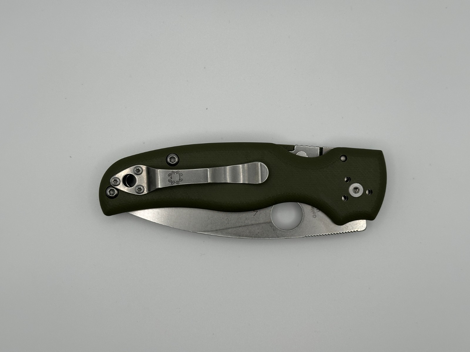 Spyderco Shaman M390 C229 Olive Green Folding Knives FACTORY SECOND NEW