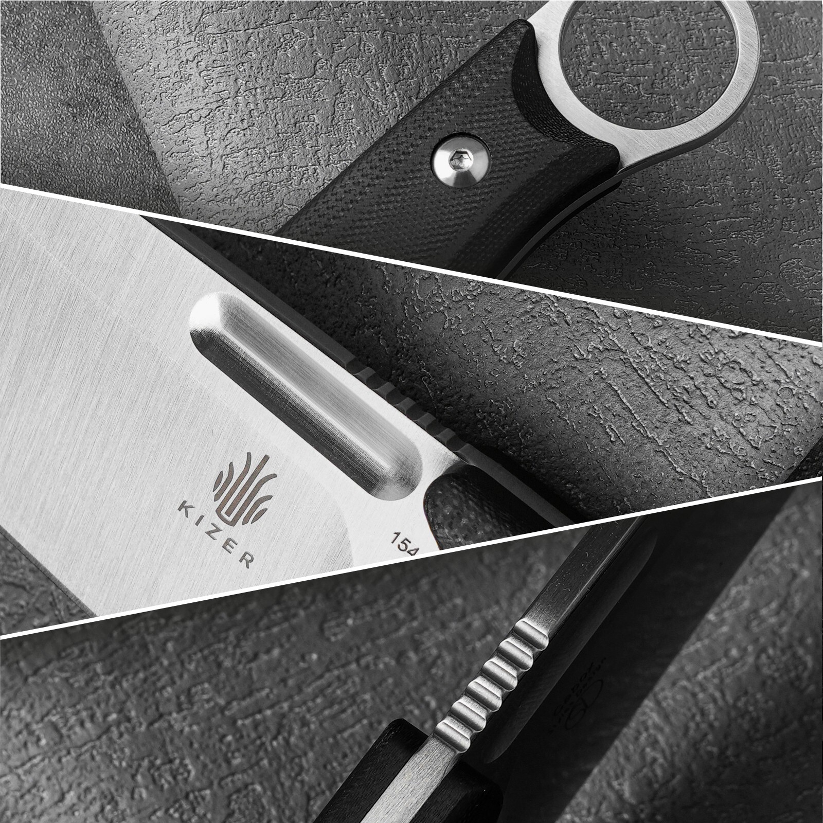 Kizer Cabox Drop Point Fixed Blade Knife G10 Handle 154CM Steel Blade 1048C1