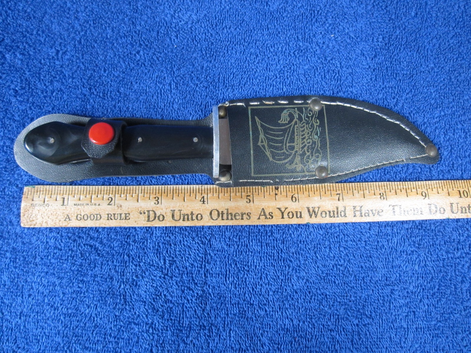 Greek Dagger Replica 8.5 Inch Knife Leather Sheath 1980s Greece Stainless