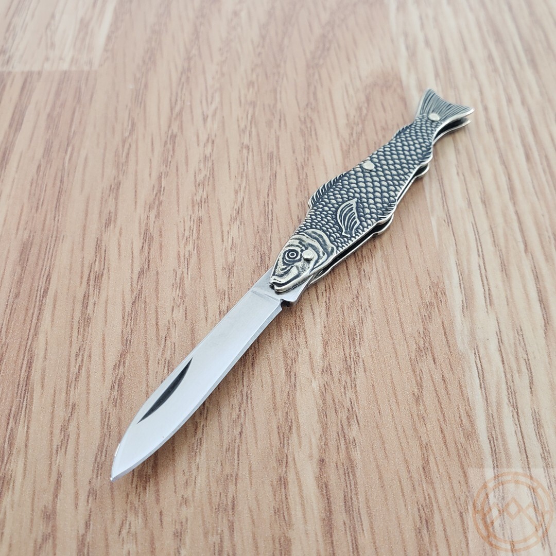 Novelty Cutlery Fish Folding Knife 1.5″ Stainless Steel Blade Metal Alloy Handle