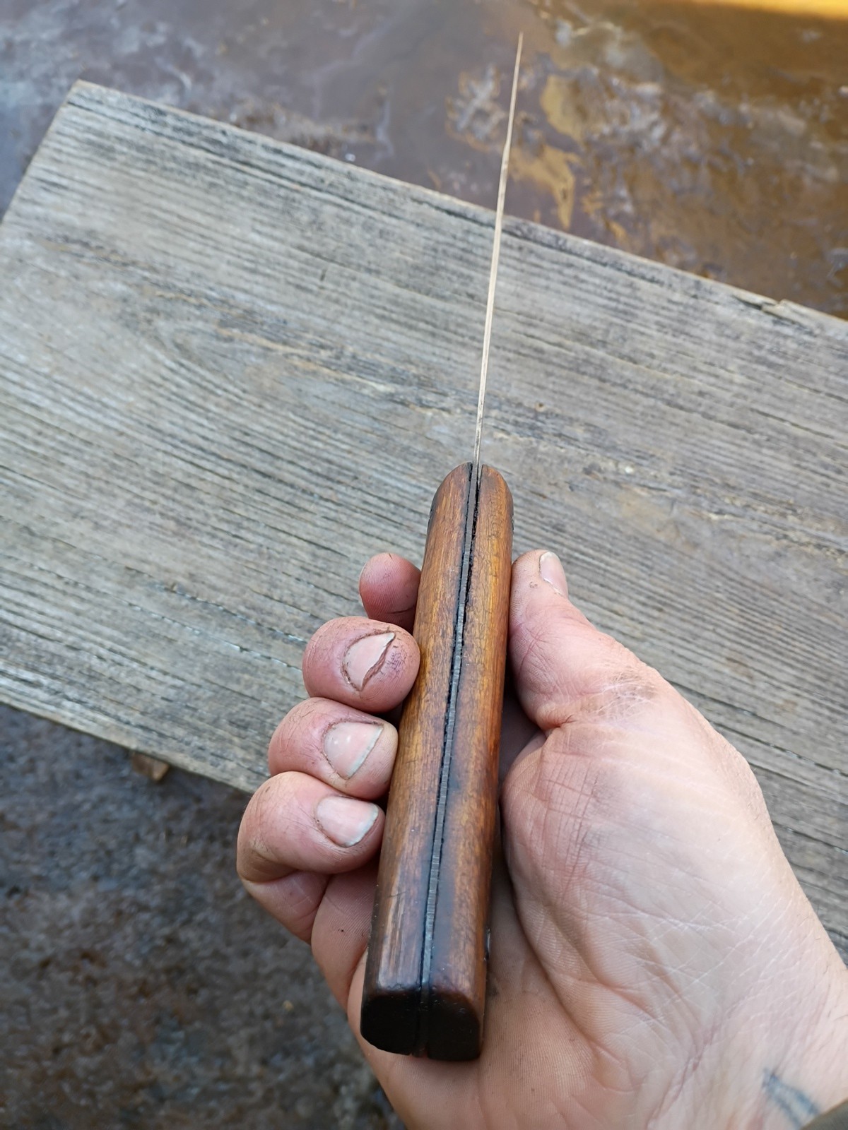 Huge Vintage Carbon Steel Butcher Knife 18″ Miller-Tooley 5 Pin