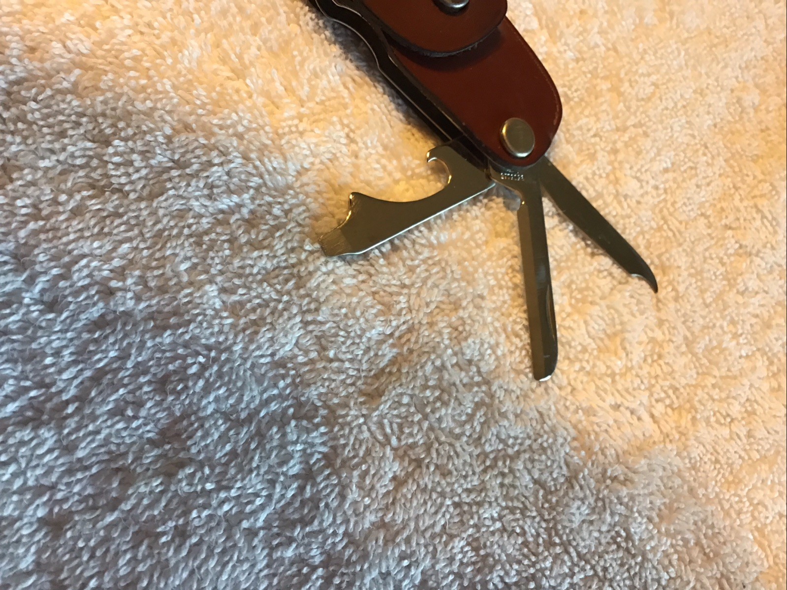 Bassett Pocket Knife Nail File Opener Leather case & Nail clipper Branded “LAYS”