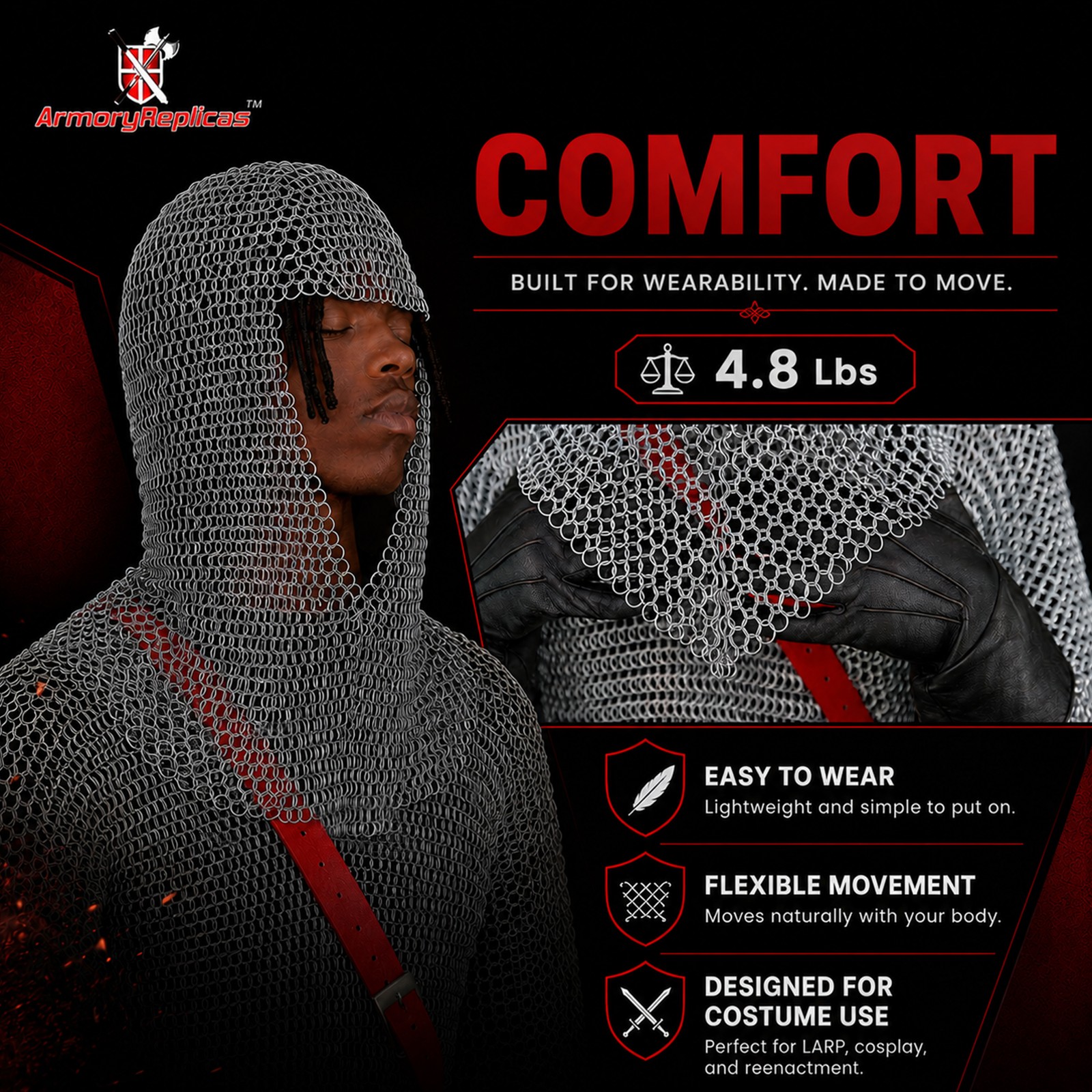 BATTLE READY CHAIN MAIL COIF ARMOR MEDIEVAL RENAISSANCE CHAINMAIL HOOD ARMOR